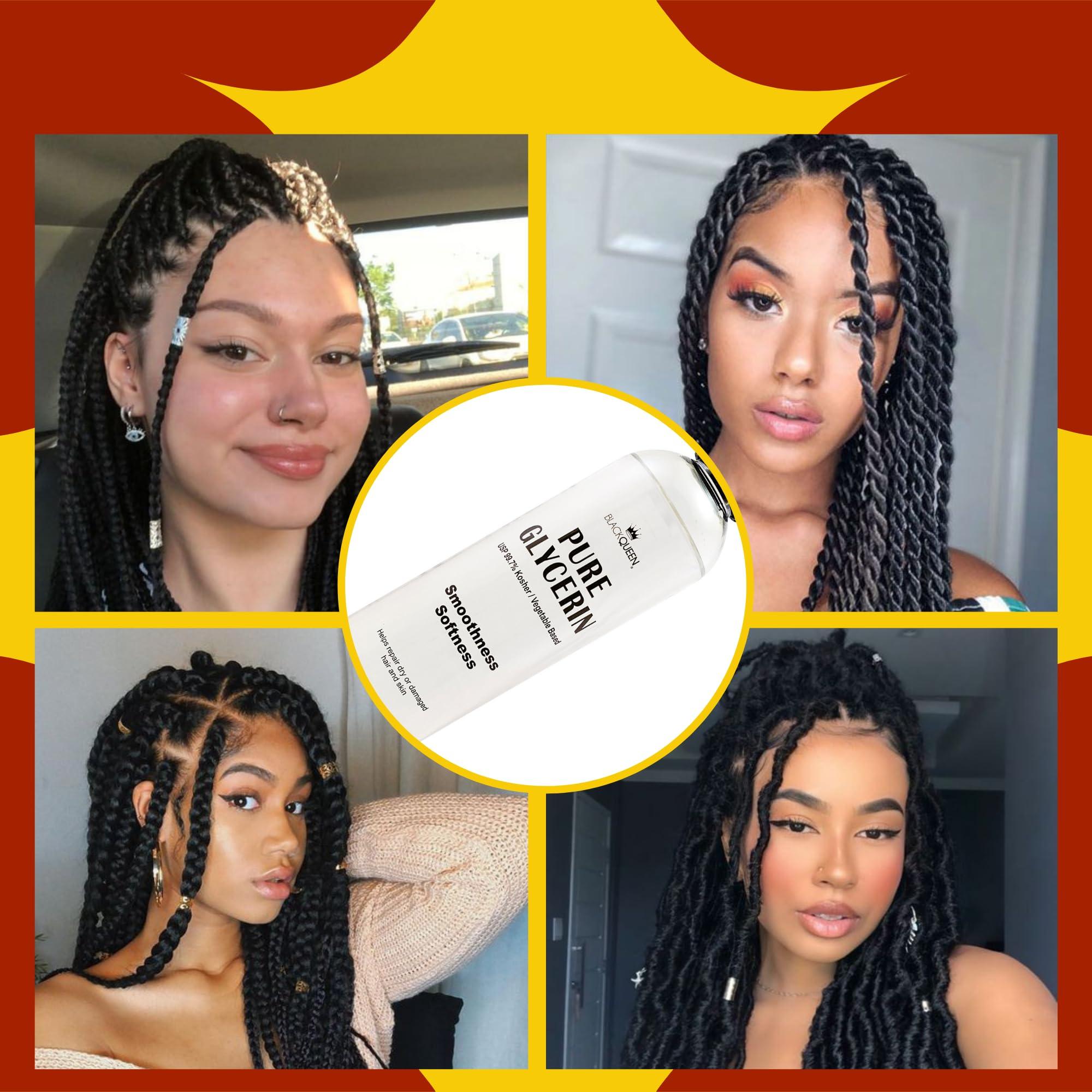 Black Queen Black Queen Vegetable Glycerin-100% Pure-4C Dry Hair & Skin Moisturizer- 8 oz- USP-Kosher grade, Made in USA-Do-It-Yourself (Pack of 2)