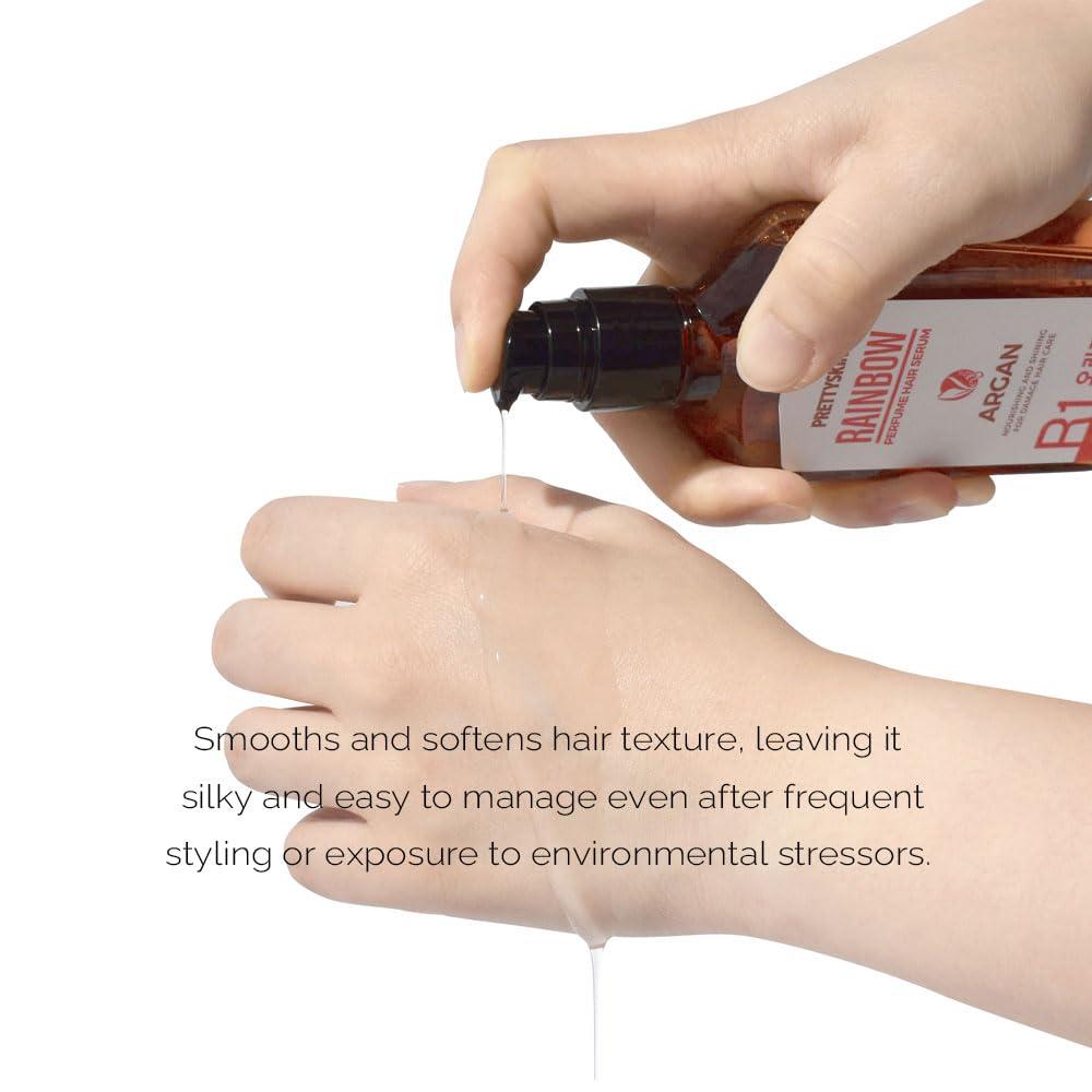 PRETTYSKIN PRETTYSKIN RAINBOW Perfume Vegan Hair Serum for Damaged Hair - Argan Kernel Oil & Babassu Seed Oil Infused for Silky, Velvety Softness100ml (R2 Damaged hair)