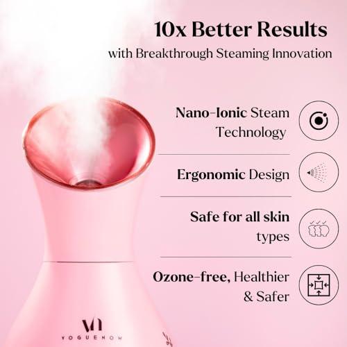 VogueNow Facial Steamer Spa Kit with Complimentary 17 Skin Care Tools | Face Steamer for Facial Deep Cleaning with Towel Warmer & Humidifier Mode| Self Care Gifts for Women, Spa Gifts, Birthday Gifts for Women