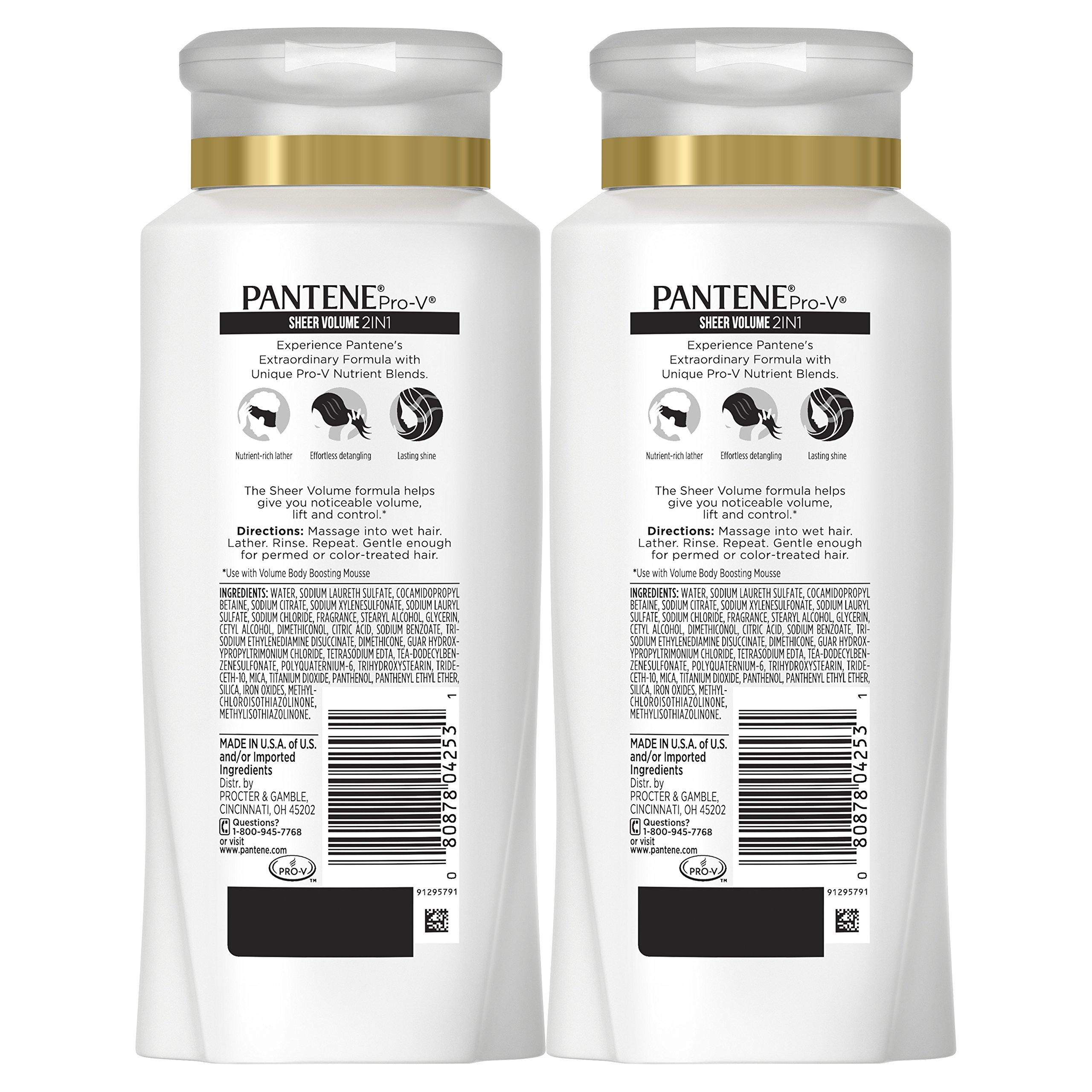Pantene Pantene, Shampoo and Conditioner 2 in 1, Pro-V Sheer Volume for Fine Hair, 25.4 fl oz, Twin Pack