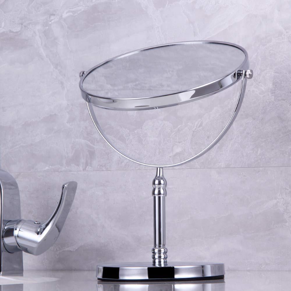 kimzcn kimzcn 8-inch Large Double Sided Swivel Vanity Mirror with 3 x Magnification, Oval Shaped Two-Sided Makeup Mirror, Bathroom Tabletop Mirror 1x/3x magnificationt,Chrome D500111C