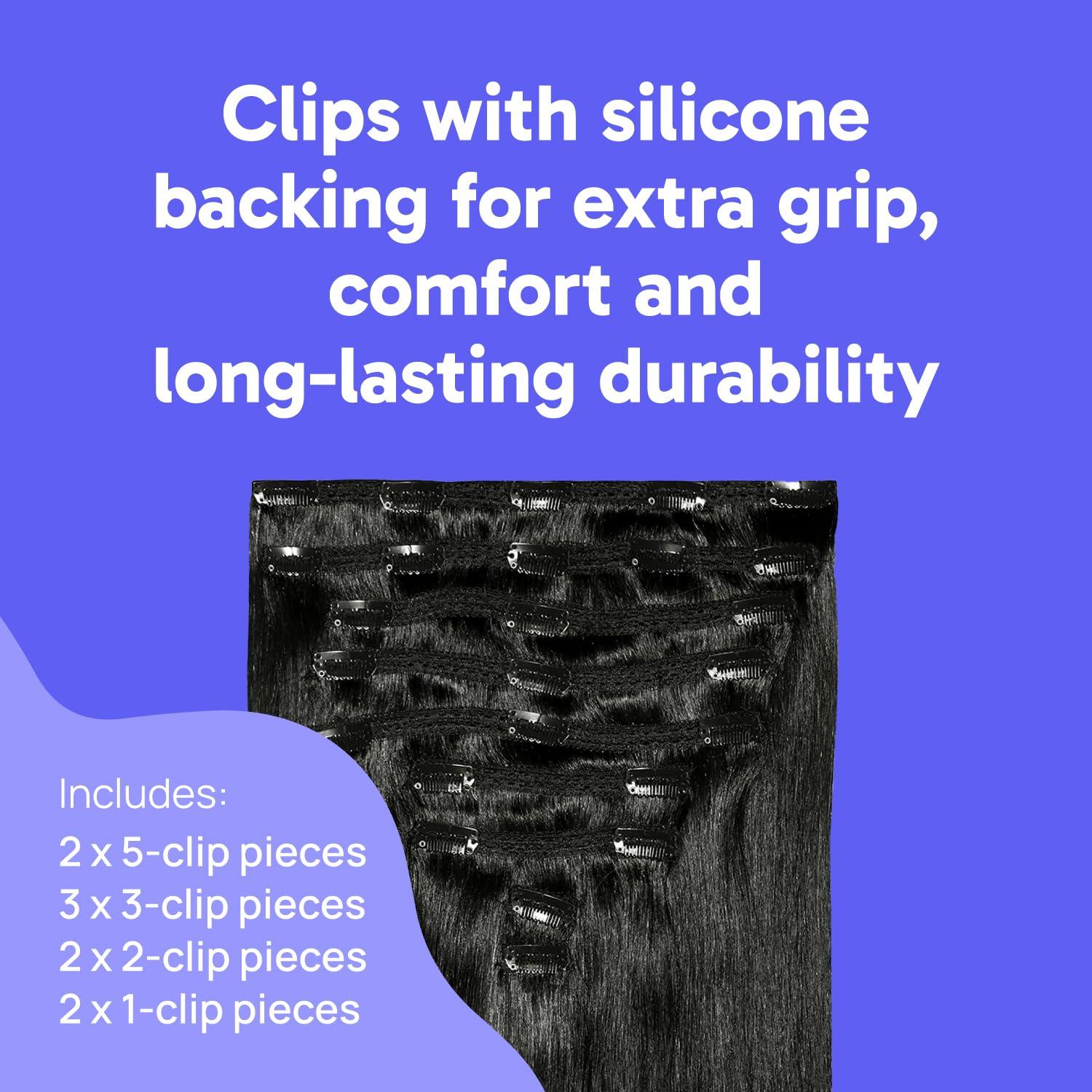 Zala Zala Clip In Hair Extensions - 100% Human Hair - Easy Install & Natural Full Head of Remy Hair Extensions - Gain Volume & Length Instantly - 9 Piece Clip-in Set in Champagne Blonde (230g / 24 inch)