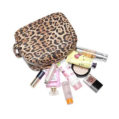 Daisy Rose Daisy Rose Cosmetic Toiletry Bag | PU Vegan Leather Travel Bag - Leopard