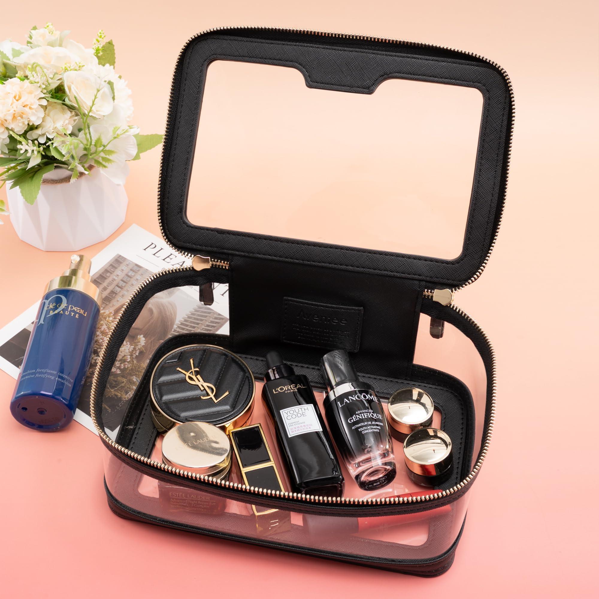 Aveniee Aveniee Clear Makeup Bag, Large Travel Toiletry Bag Cosmetic Case for Women, Make up Bag with Zipper, Transparent Waterproof Cosmetic Organizer Storage Bag(Black)
