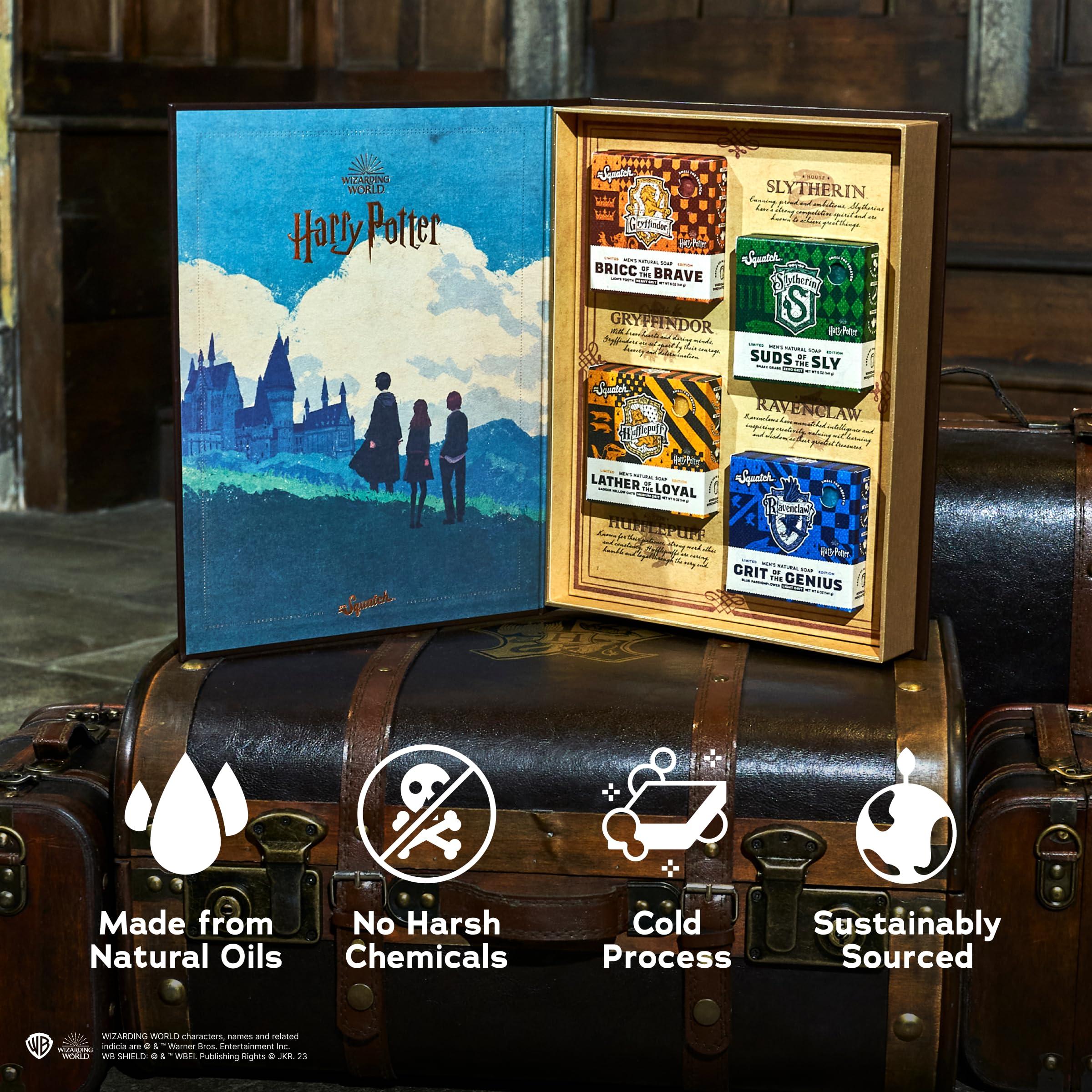 Dr. Squatch Dr. Squatch Harry Potter Collection with Collector\'s Box - Men\'s Natural Bar Soap 4 Pack Bundle and Collector\'s Box - Soap inspired by Gryffindor, Slytherin, Ravenclaw, and Hufflepuff