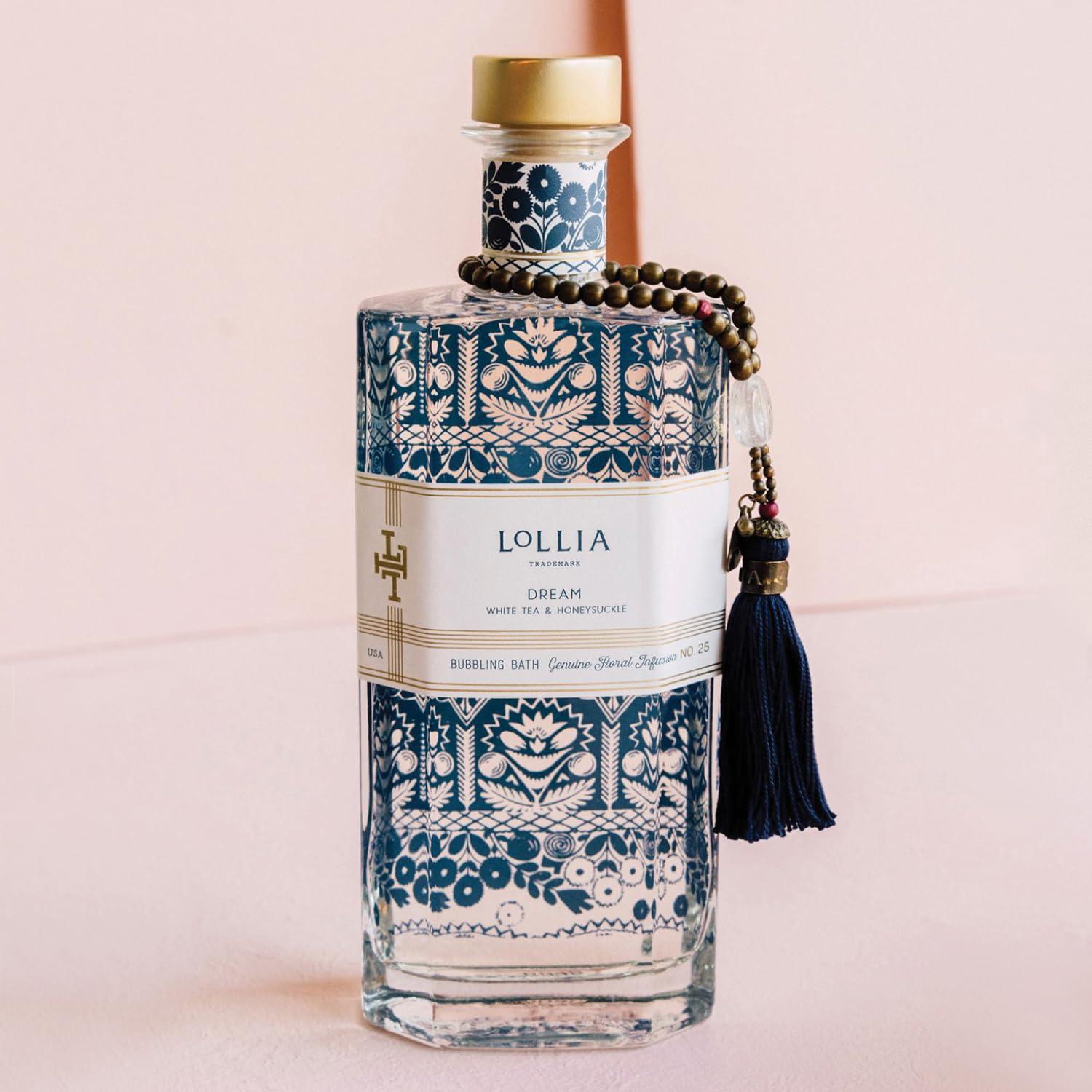 LOLLIA Lollia Dream Bubble Bath, 24 fl. oz. White Tea & Honeysuckle Scent Soothing & Moisture-Rich Bubble Bath, Hydrating Ingredients, Scented Bubble Bath for Women