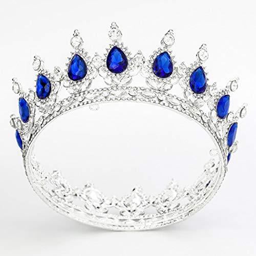 Fairyu Fairyu Crowns and Tiaras Baorque Silver Rhinestone Vintage Bride Wedding Crowns Royal Birthday Crown Cake Topper Costume Headband Tiara for Women and Girls (Silve&Blue)