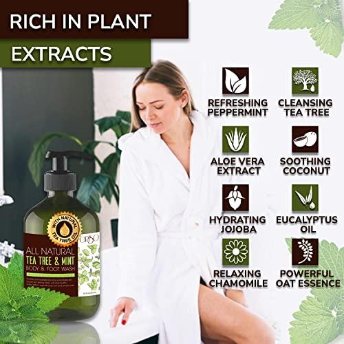 ORISO Tea Tree Oil Body Wash with Mint and Tea Tree Oil Foot Soak - Athletes Foot Treatment - Helps Foot Odor - Eczema