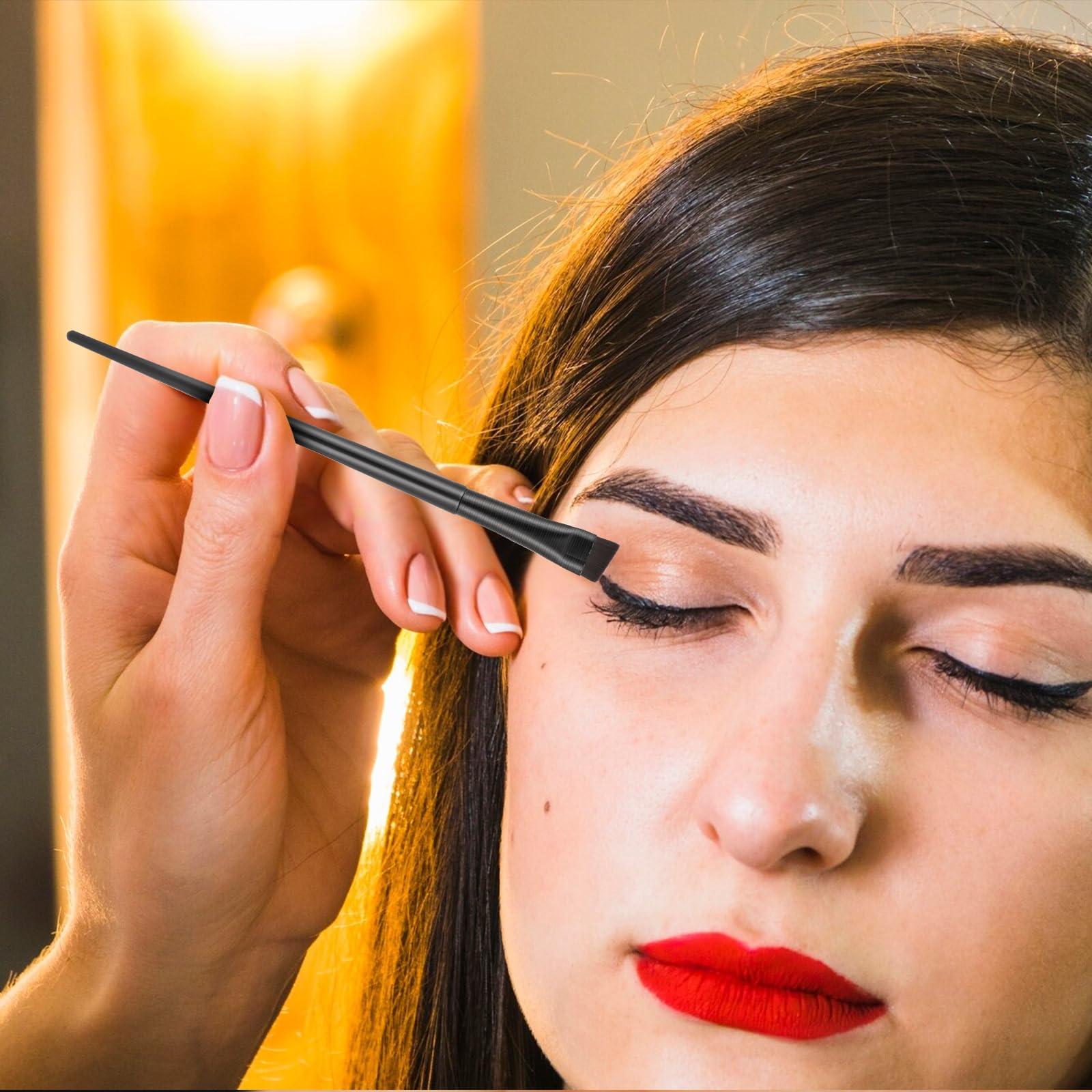 KALIONE 12 Pack Angled Eyeliner Brush Set Eyebrow Brushes, Flat Eyebrow Tint Brush, Ultra Thin Makeup Brush, Fine Slanted Eyebrow Brush Applicator, Eye Makeup Brush Applicator