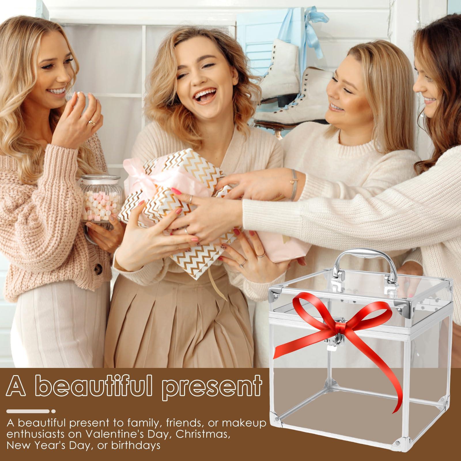 LYIYEYAN LYIYEYAN Makeup Box Clear Cosmetic Case with Latches and Handle Large Capacity Toiletry Organizer Box Portable Travel Makeup Tools Box for Vanity Bathroom Counter Dresser (Silver)