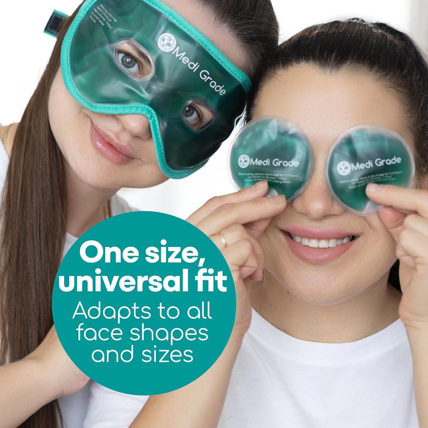 Medi Grade Medi Grade Cooling Ice Face Mask and Cooling Eye Mask for Puffy Eyes & Migraine Relief - Self Care Face Ice Pack with ChillGel Face Ice Mask Technology - Cooling Face Mask, Eye Pads and Bag