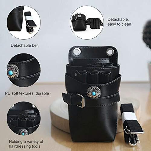 Mavis Laven Hairdresser Scissor Pouch Holster with Belt, Hair Scissors Shear Bag PU Professional Hairdressing Toolbag Pouch Barber Cases Waist Belt Bag