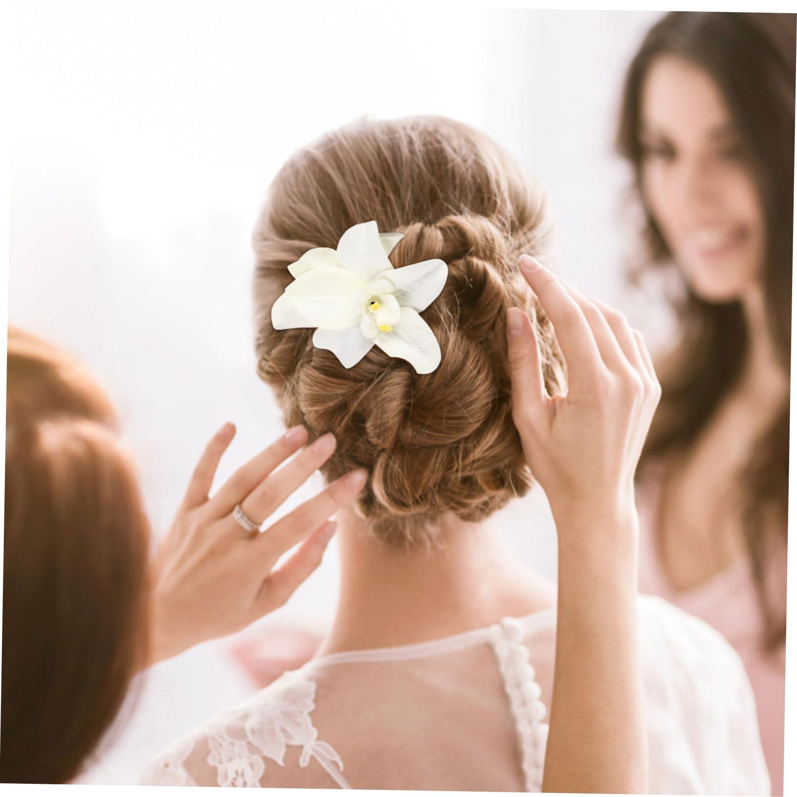 INOOMP INOOMP 5pcs Artificial Hair Clip Hawaiian Hibiscus Plumeria Hairpin Orchid Headdress Headwear Hawaii Hawaiian Plumeria Clips Bridal Wedding Party Beach for Woman Girl Lady