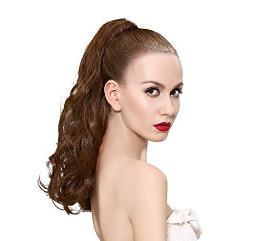 RemeeHi Jaw Claw Clip Ponytail Hair Pieces Clip in Human Hair Wavy Pony Tail Extensions by Remeehi 15Inch-85g, 1# Jet Black