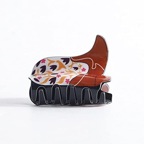 Generic Hair Claw Clip Creative Cowboy Hat Cowboy Boots Acrylic Grab Clip Flower Leopard Print Lips Geometric Shape Shark Clip Female Hair Accessories(G)