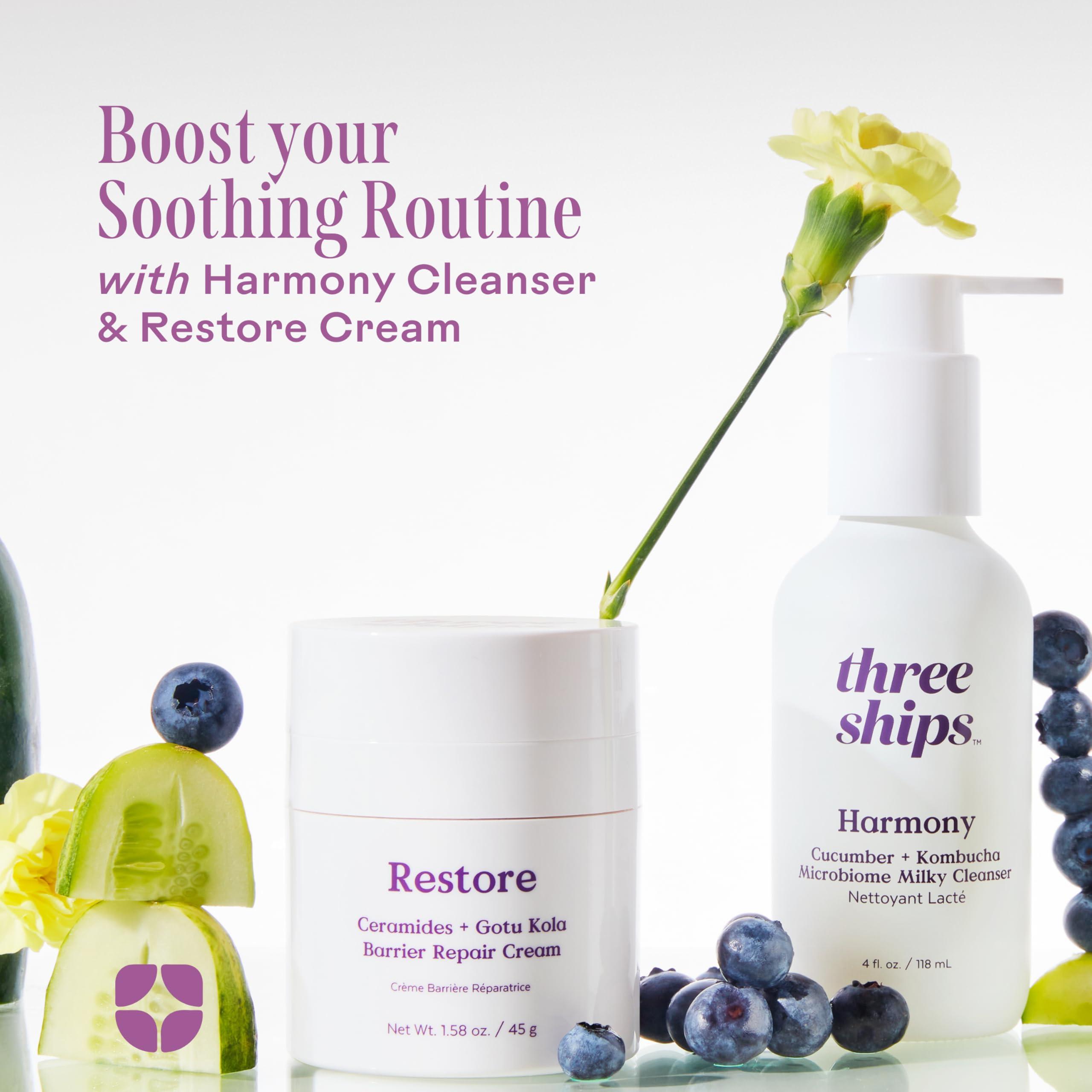 Three Ships Three Ships Restore Barrier Repair Cream with Ceramides + Gotu Kola - Supports Skin Barrier, Soothes Redness, Lightweight Daily Face Moisturizer (40g)