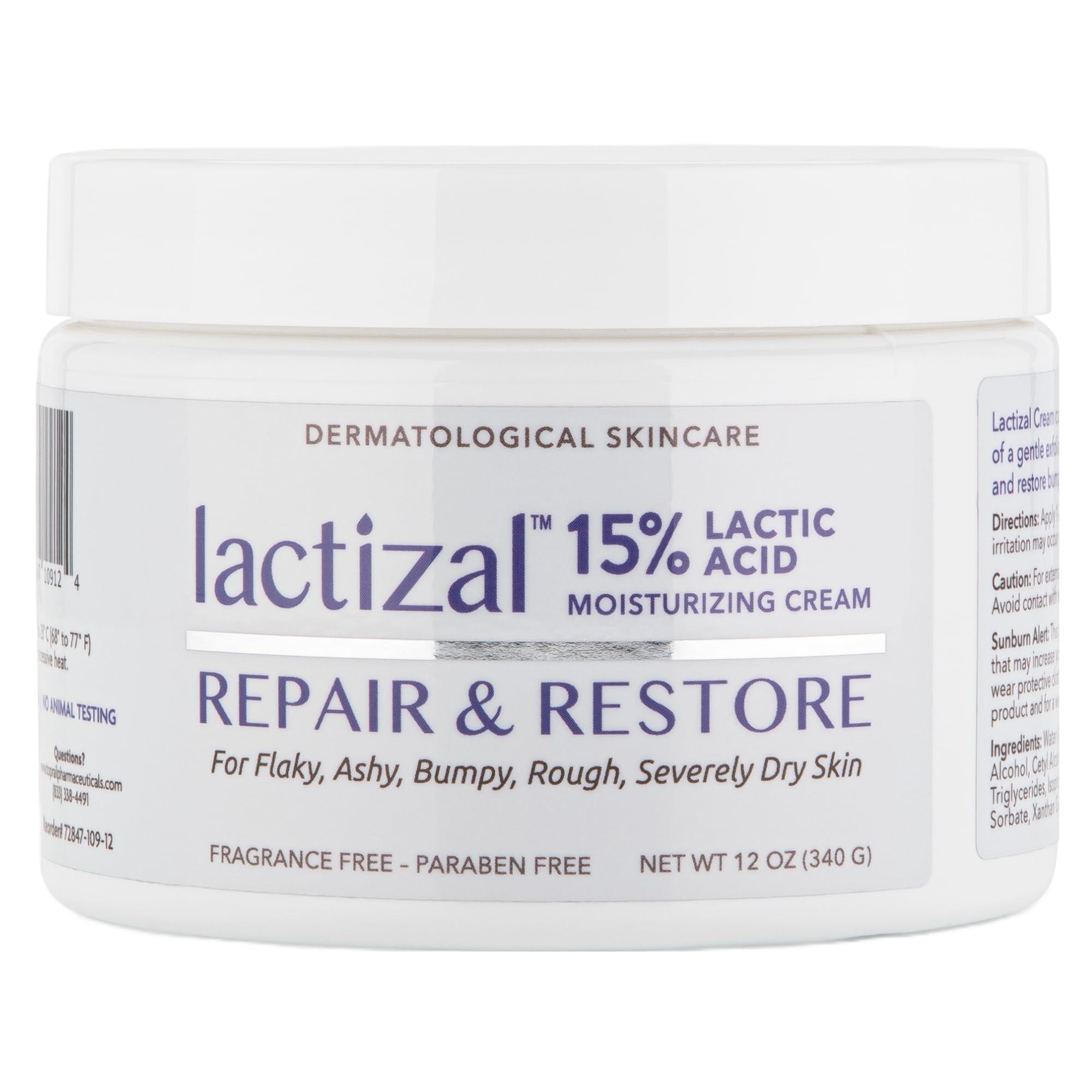 LACTIZAL LACTIZAL Repair & Restore Cream With 15% Lactic Acid 12 oz Tub 2-in-1 Exfoliator and Moisturizer For Extream Dry Skin