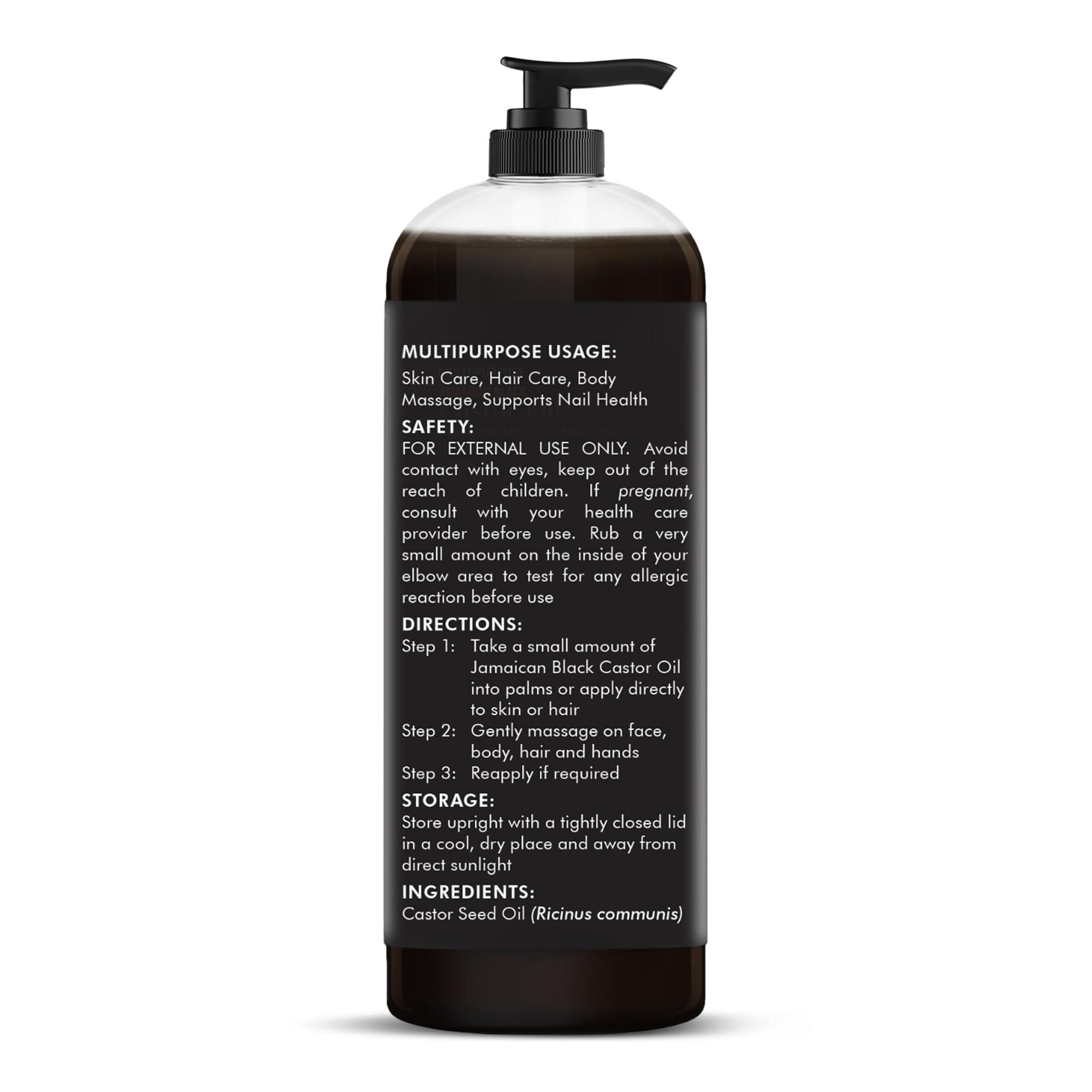 MAJESTIC PURE MAJESTIC PURE Pure Jamaican Black Castor Oil for Hair Care, Strengthening, Nourishing, and Volumizing Formula - Non GMO Verified, 16 Fl Oz