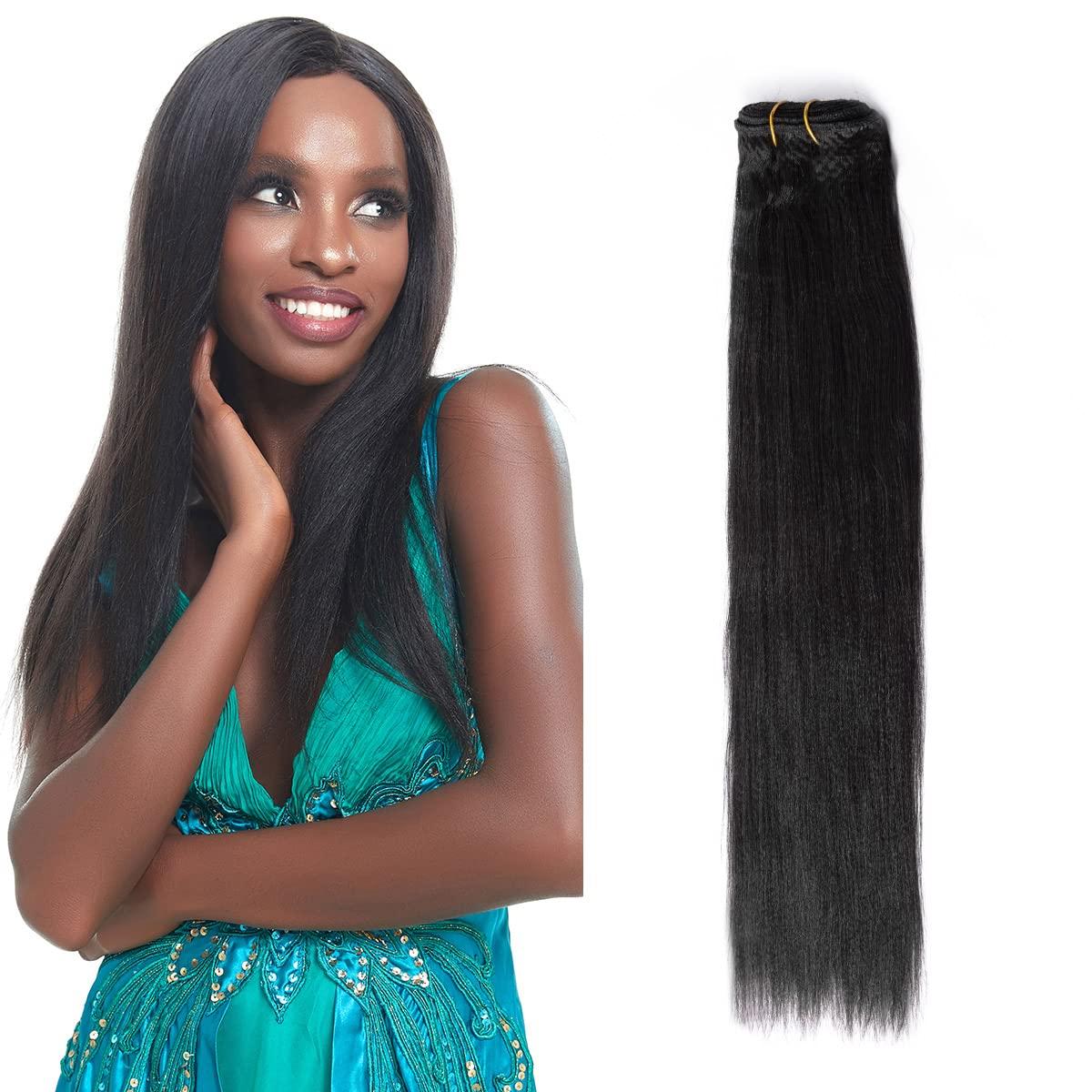 OURI OURI Hair Yaki Straight Human Hair 1 Bundle 9A 100% Unprocessed Virgin Brazilian Yaki Straight Human Hair Weaves 100g (16 Inch)