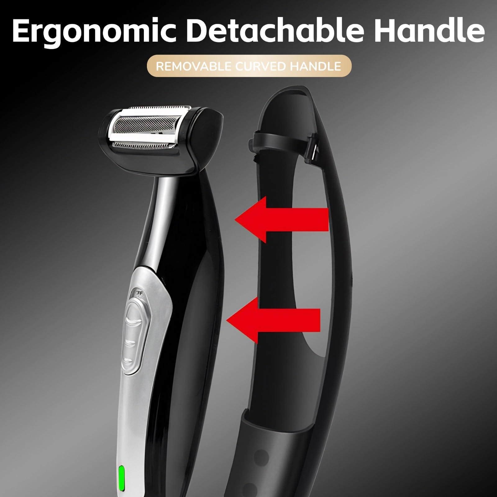 Yoidesu Yoidesu Back Shavers for Men, Body Shaver with Adjustable Extreme Reach Handle, Body Groomers Men\'s Electric Back Shaver with Charging Base, Wet Dry Use Back Groomer