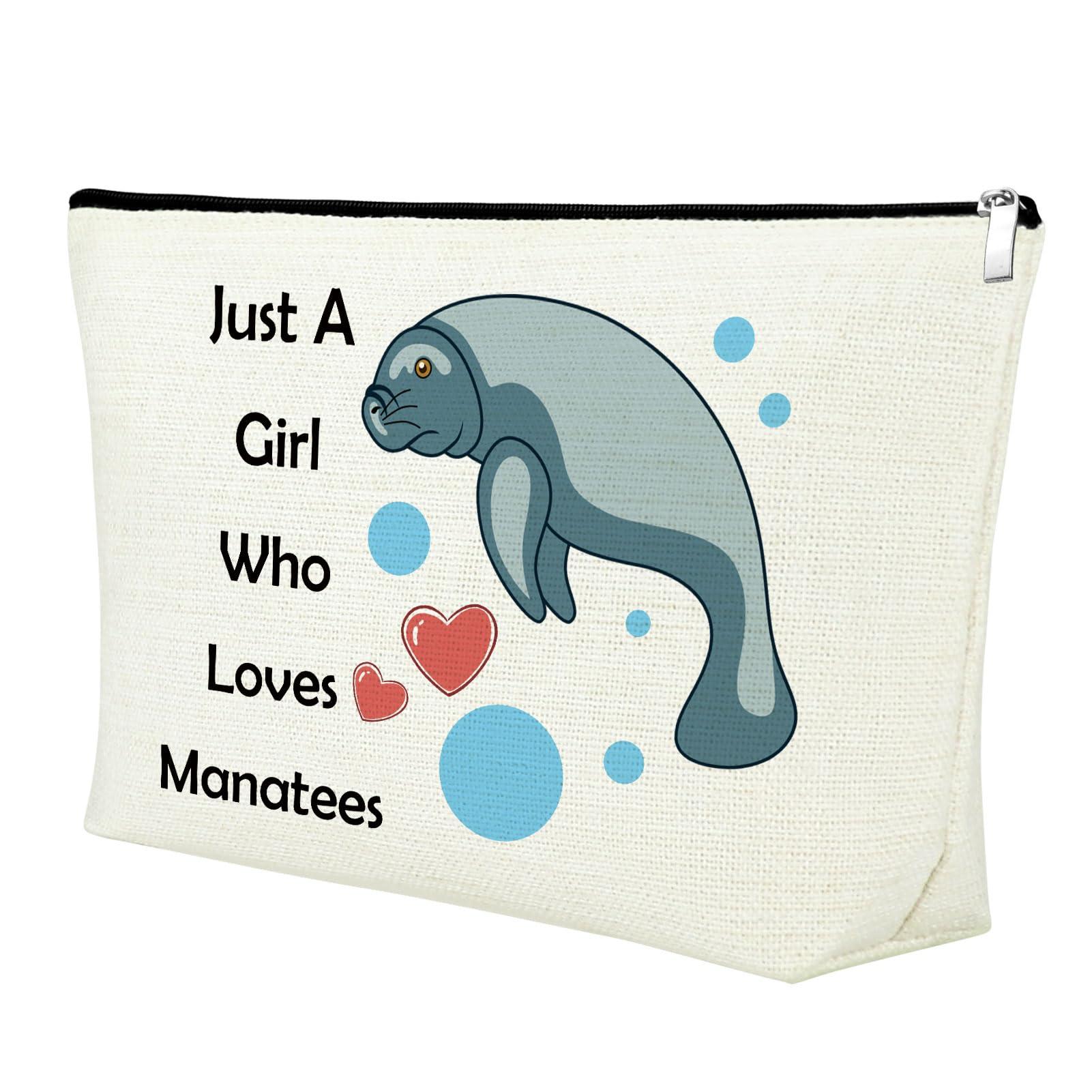 Mxrymvu Manatee Gifts Sea Animal Lover Gift Manatee Makeup Bag Manatee Lover Gift Friendship Gifts for Friends Sister Teen Girls Cosmetic Bag Birthday Christmas Thanksgiving Gifts Travel Cosmetic Pouch