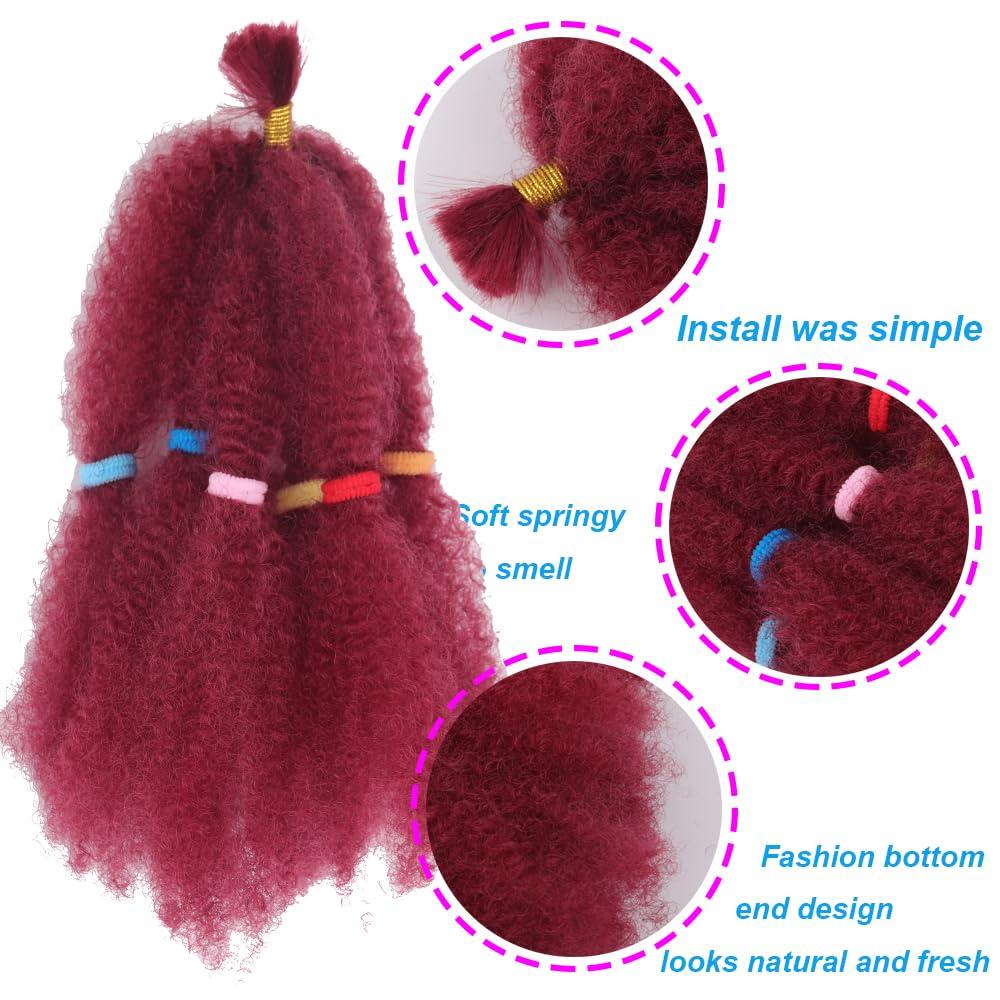 CLSFATION Afro Kinky Hair 12 Inch 3 Packs Pre Stretched Afro Kinky Twist Hair Afro Braiding Hair Kinky Twist Crochet Braids Synthetic Hair Extensions For Women (#BUG, 12 Inch (Pack of 3))