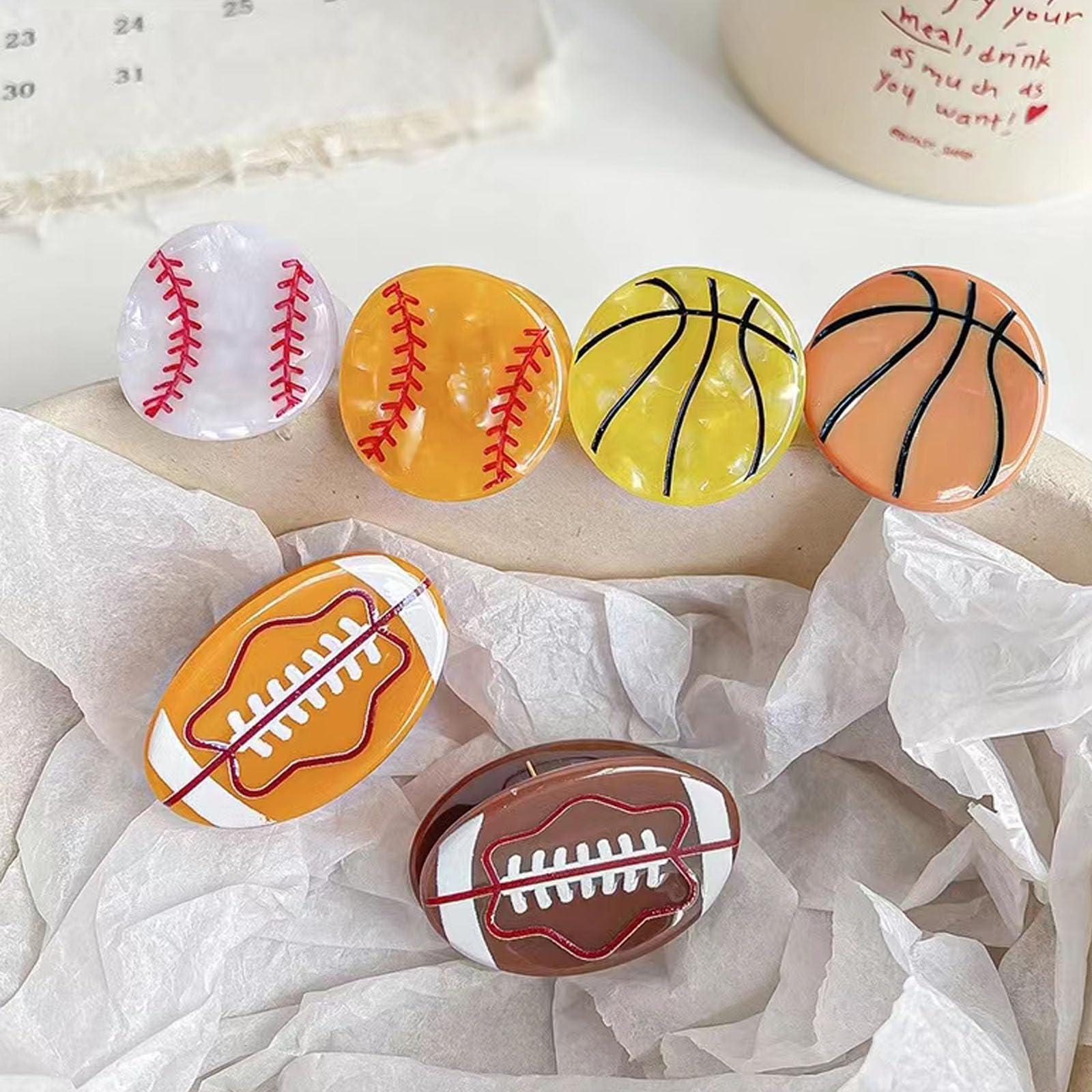 Achstrify Coffee Soccer Hair Clips,Cute Sports Ball Bangs Claw Clips,Balls Shape Hair Claw Clips,Acetate Hair Jaw Clips for Girls,Small Claw Barrettes for Women,Pack of 3 (coffee soccer)