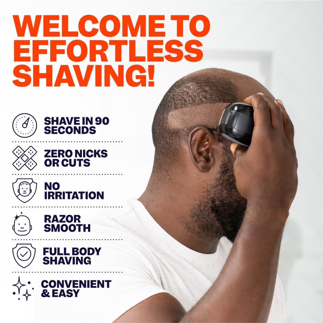 FREEDOM GROOMING The FlexSeries Electric Head Hair Shaver - Freebird - Ultimate Mens Cordless Rechargeable Wet/Dry Skull & Bald Head Waterproof Razor with Rotary Blades, Clippers, Nose Trimmer, Brush, Massager