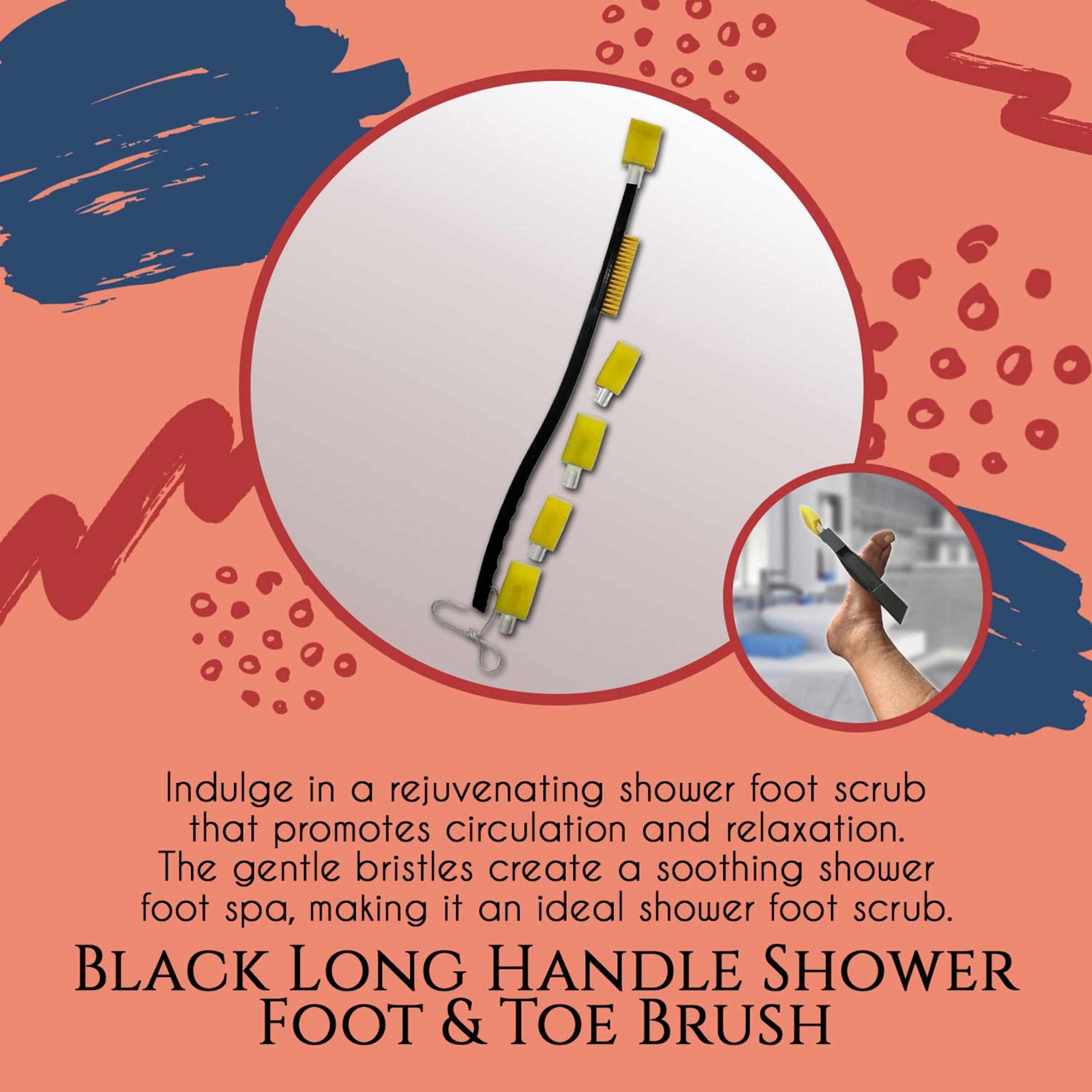 KJL Emporium KJL Emporium-Foot Brush with Long Handle for Shower-Toe Brush Cleaner and Scrubber with 4 Sponge Replacements-Foot Brush,Foot Scrubber Brush, Foot & Toe Brush with a Long Handle for Shower