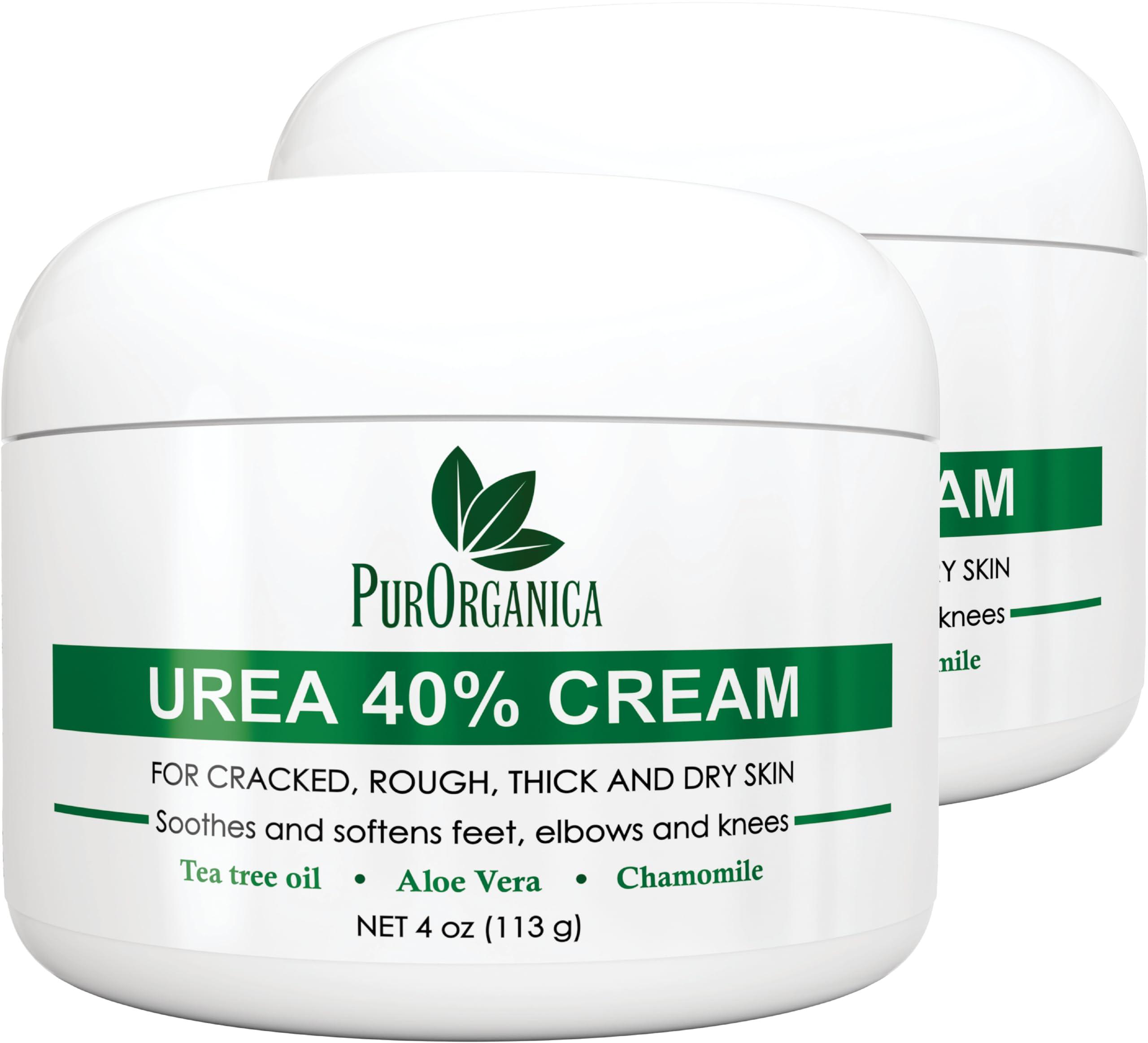 PurOrganica PurOrganica Urea 40% Foot Cream - Made in USA - Corn, Callus and Dead Skin Remover - Moisturizer & Rehydrater - For Thick, Cracked, Rough, Dead & Dry Skin - For Feet, Elbows and Hands - Pack of 2