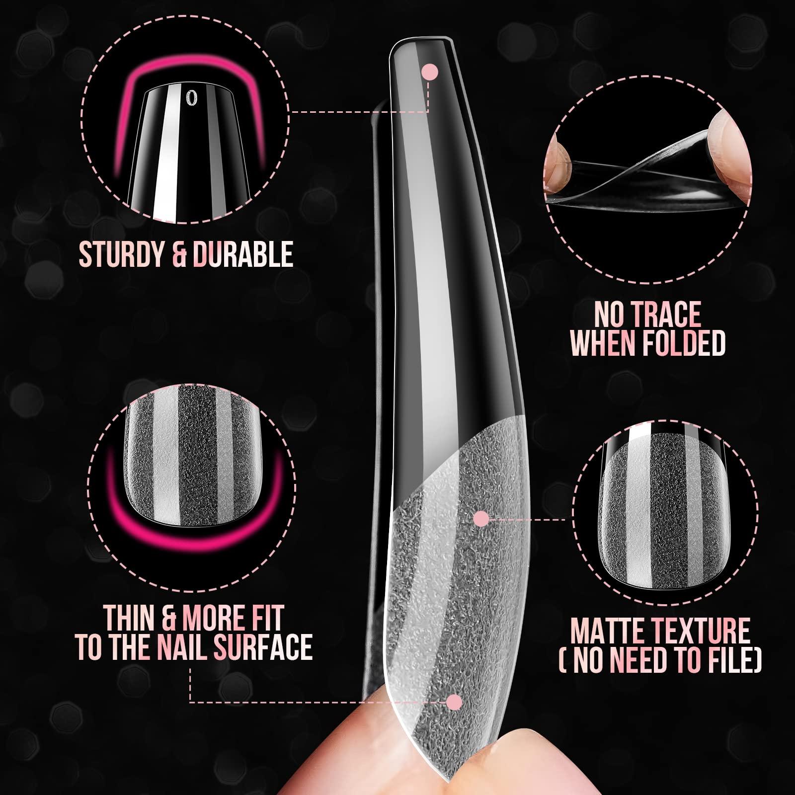 Makartt Makartt Nail Stand Hand Rest for Nails, Nail Hand Rest Manicure Supplies Bundle 500Pcs Soft Gel Full Cover Nail Tips, Medium Coffin Clear Fake Nail Tips