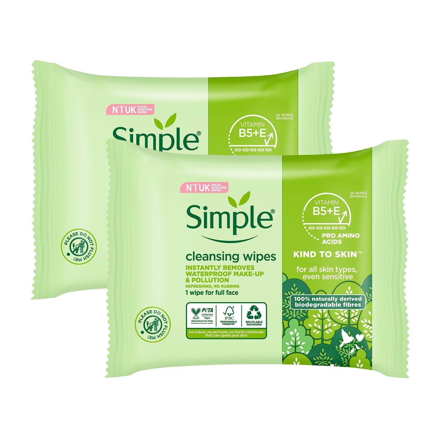 Simple Simple Kind To Skin 25 Cleansing Facial Wipes (3 pack)