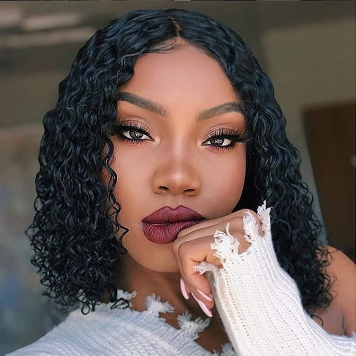 beauty youth Beauty Youth Deep Curly Human Hair 3 Bundles(16 14 12inch)100% Unprocessed Brazilian Virgin Deep Wave Hair Weave 3 Bundles Human Hair Deep Curly Hair Extensions Natural Color