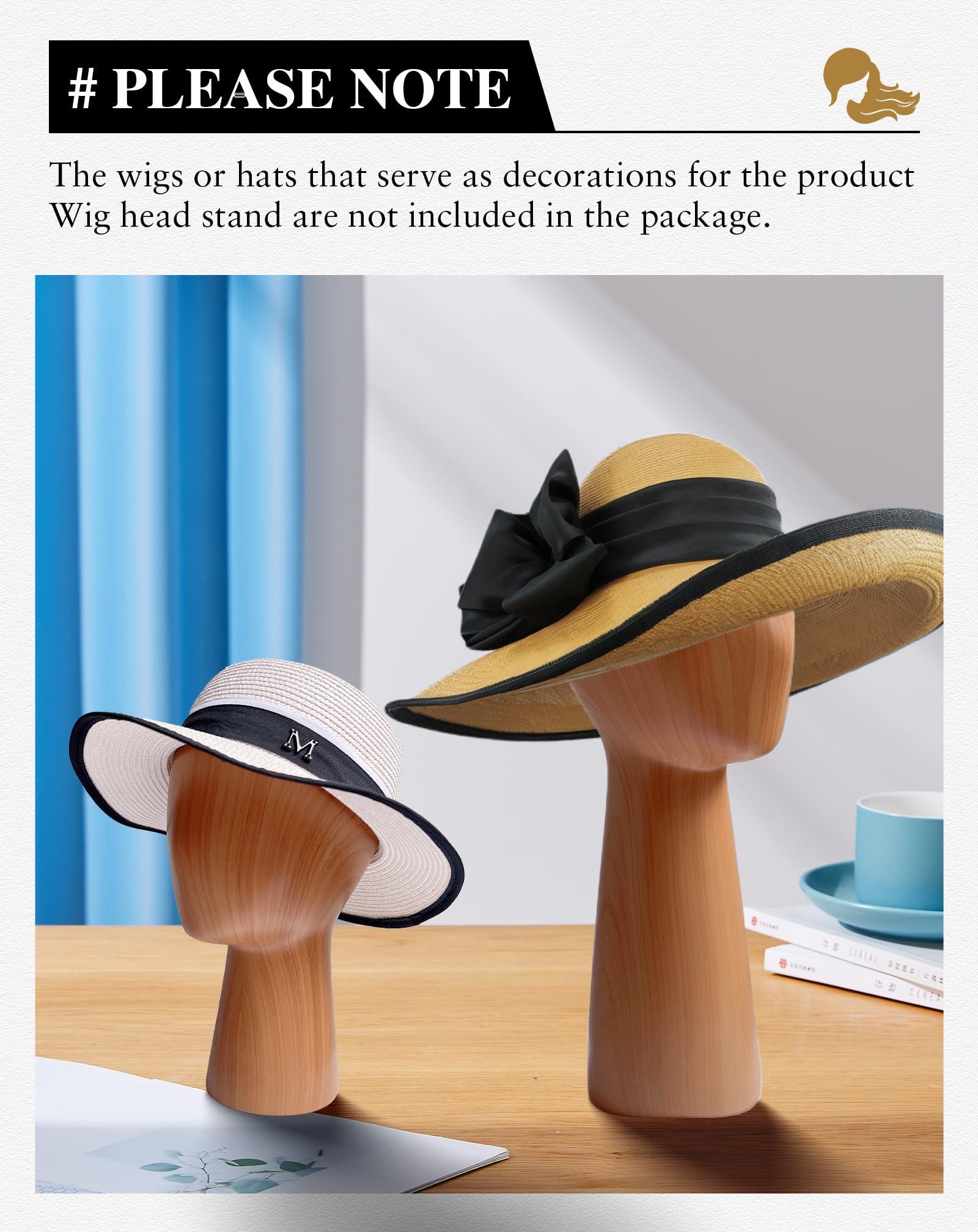 CHADWICK CHADWICK Mannequin Head Block, Hat and Wig Display Stand, Imitation Wooden Wig Head Stand, Abstract Dome Model Head, Manikin Head Hat Holder for Shop, Hair Salon, Home Decor, Durable GFRP Material