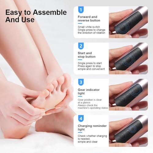 BBASILIYSD Electric Callus Remover for Feet,Rechargeable Portable Professional Foot Sander Pedicure Tool,Adjustable Speed Electric Foot File,Professional Pedicure Tools for Feet,Foot Sander for Feet Dead Skin