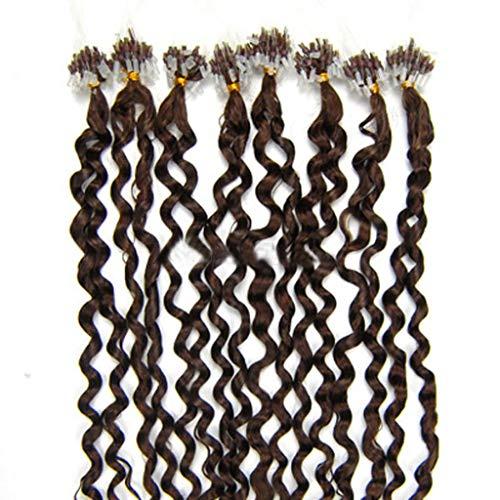RemeeHi RemeeHi Micro Ring Hair Extensions Curly Human Hair Real Human Hair Micro Ring Loop Hair Extensions 70g 22 Inch Per Pack 12# Light Brown