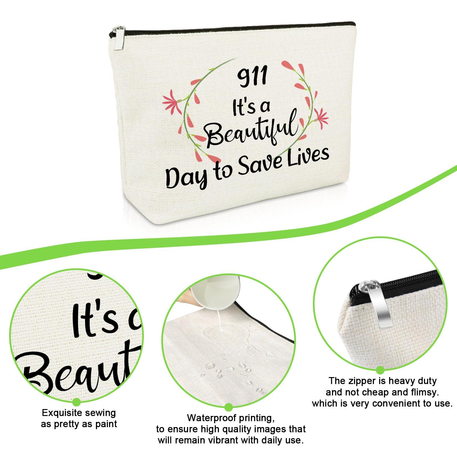 Gevody Gevody 911 Dispatcher Gifts 911 Makeup Bag 911 Operator Gifts 911 Dispatcher Appreciation Gifts Cosmetic Bag Thank You Gifts for Police Dispatcher Christmas Thanksgiving Gift Travel Cosmetic Pouch