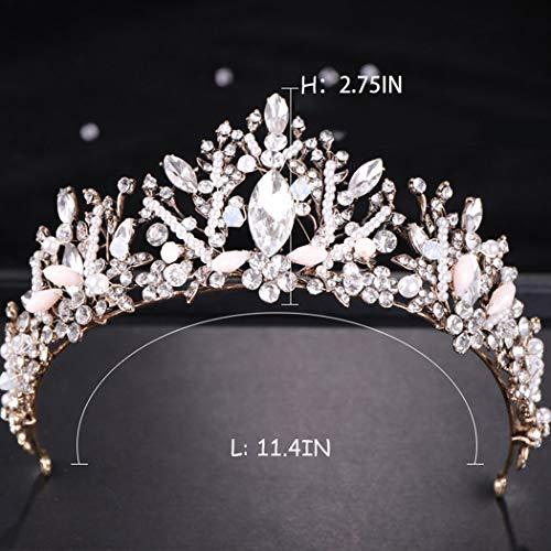 Fdesigner Fdesigner Baroque Wedding Crown Crystal Bride Crowns and Tiaras Vintage Queen Pearl Headpieces Prom Bridal Flower Hair Accessories for Women and Girls (Silver ?)