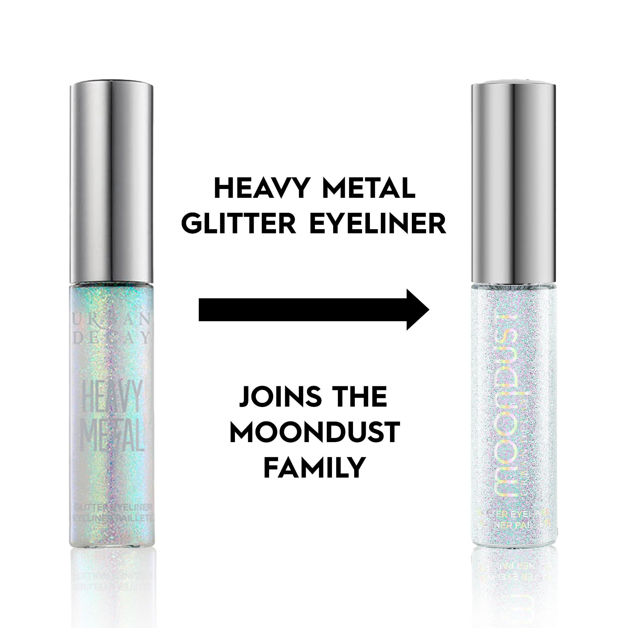 URBAN DECAY URBAN DECAY Moondust Liquid Glitter Eyeliner (Glamrock - Silver Glitter), Sparkly Eye Liner, Glitter Eyeshadow Topper, Universal Shimmering Shades, No Fallout - 0.25 fl oz