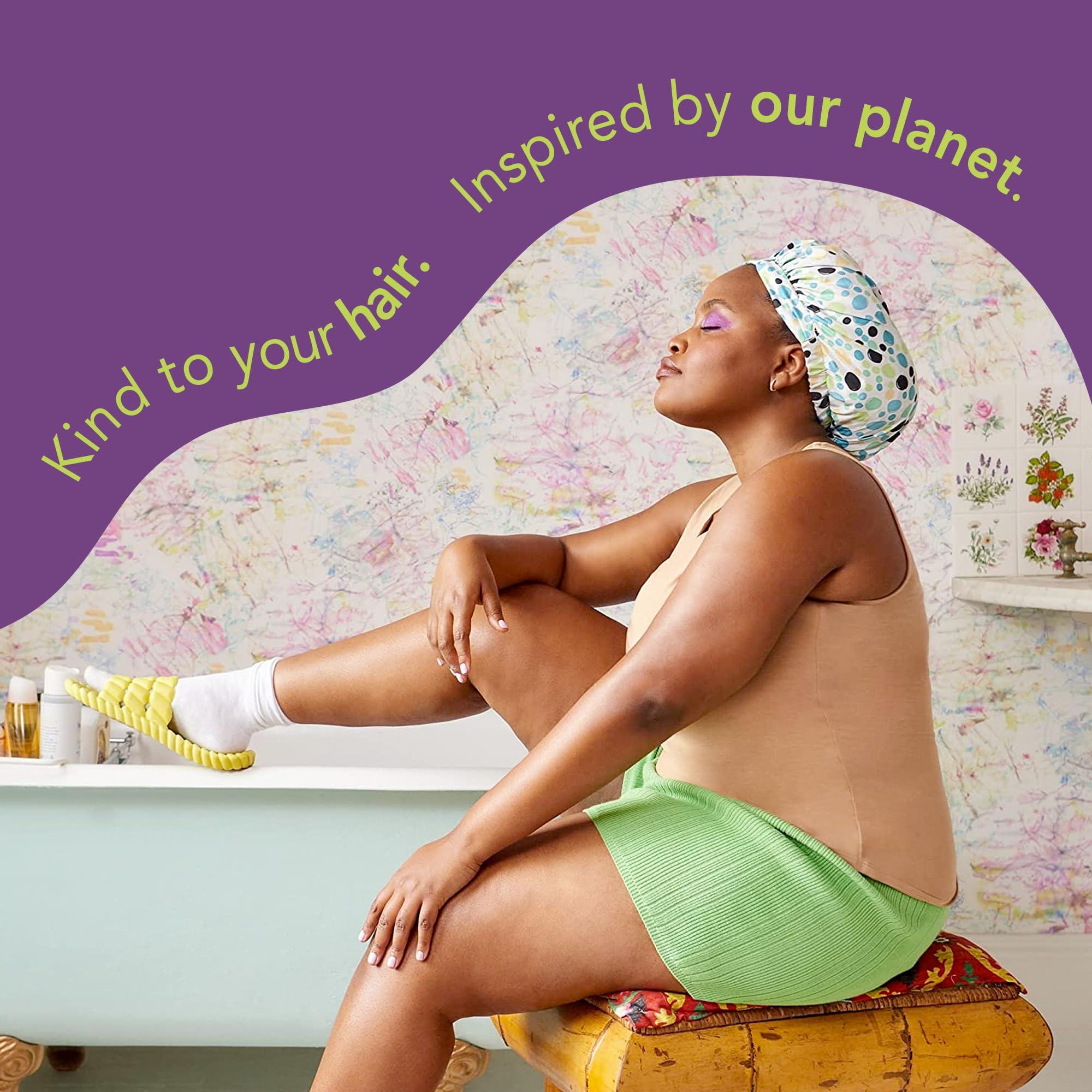 GOODY GOODY Planet Shower Cap,1 Count - Green Dots - Protect Your Hairstyle While Remaining Comfortable - Hair Accessories for Men,Women,Boys,& Girls - Made with Recycled Ocean-Bound Plastic (Pack of 2)