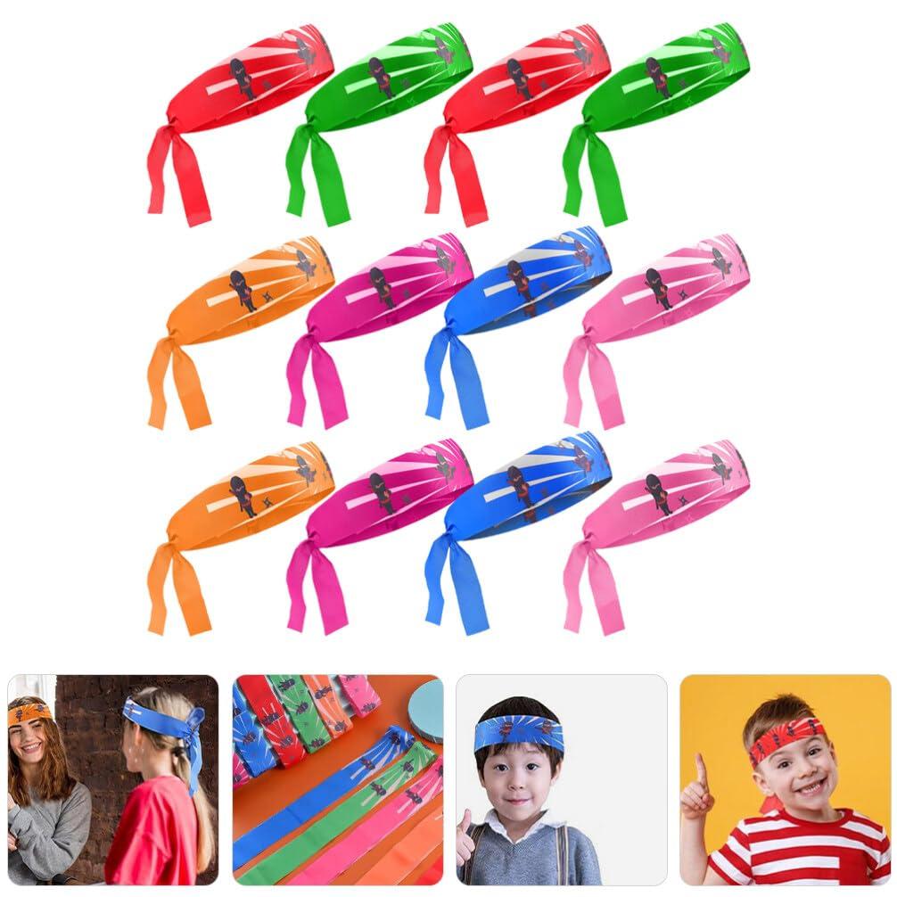 Baluue Baluue Japanese Sushi Chef Hachimaki Karate Headband: 12pcs Ninja Headbands Nin Ja Warrior Headbands Sushi Chef Bandana Headwear for Karate Sports Costume