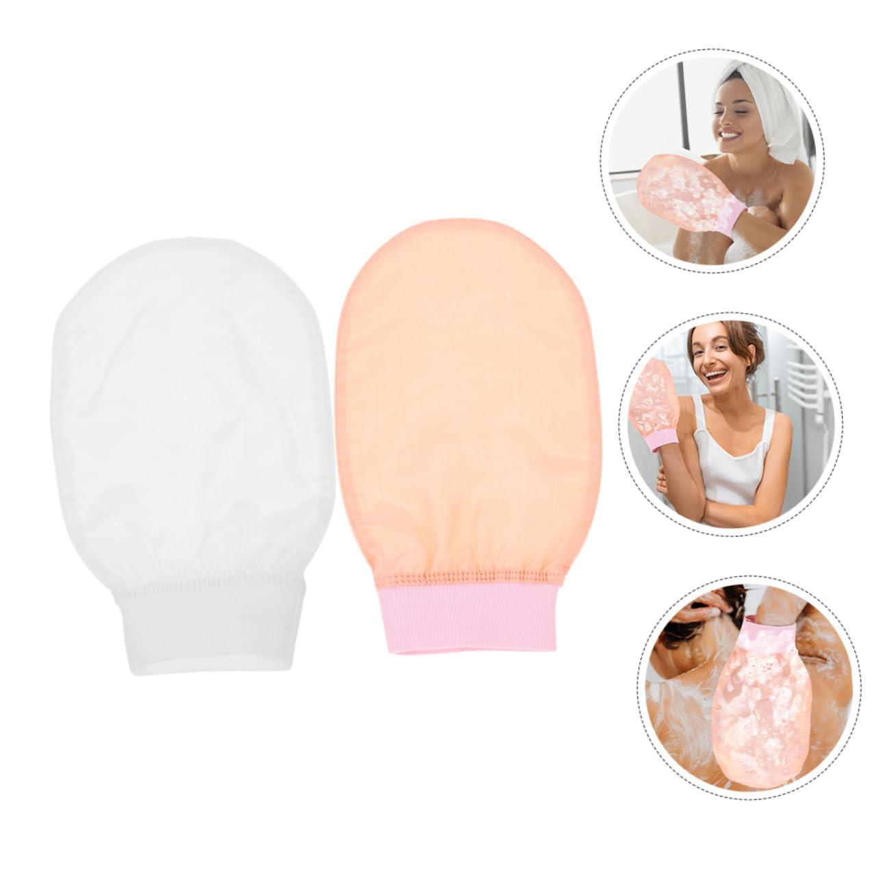 WOONEKY WOONEKY 2pcs Wipe Loofah Gloves Loofah Back Scrubber Asian Italy Towel Shower Mittens Exfoliating Mitt Glove Exfoliating Loofah Pad Body Sponge Scrub Shower Glove Pouf Silk