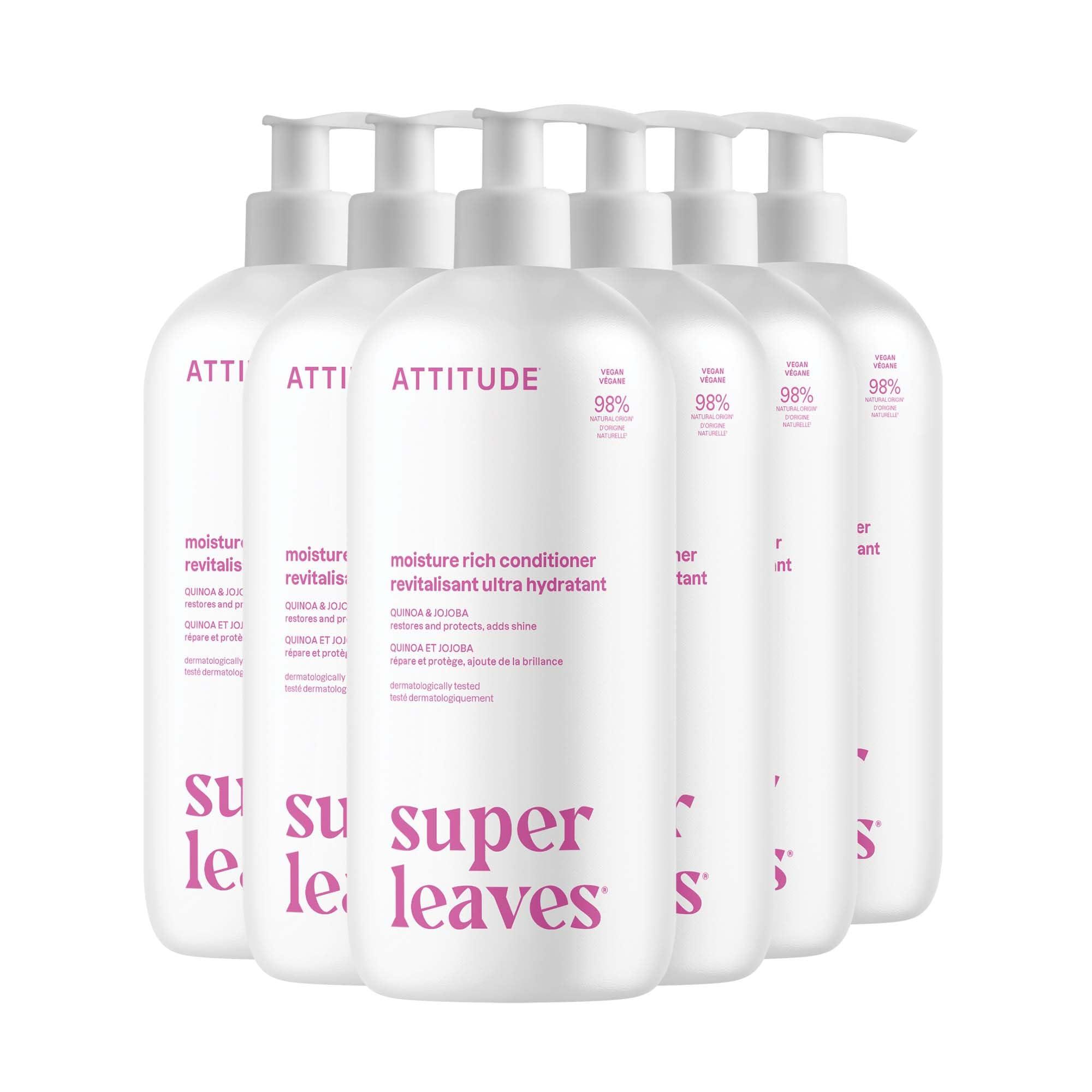 ATTITUDE ATTITUDE Moisture Rich Hair Conditioner, For Dry and Damaged Hair, Naturally Derived Ingredients, Vegan Detangler, Dermatologiocally Tested, Quinoa and Jojoba, 32 Fl Oz (Pack of 6)