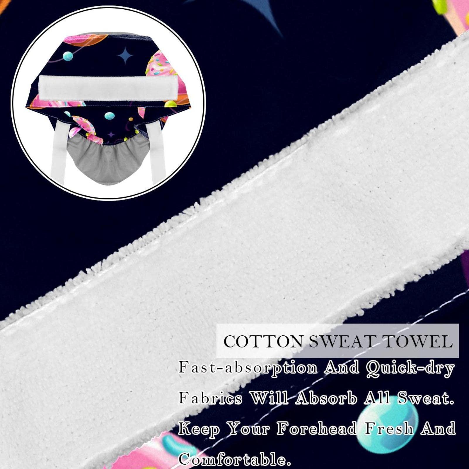 Lyetny Space Donut Planet Universe Scrub Caps Hats Women Bouffant Working Hat Ponytail Holder for Women Long Hair Covers 2PCS