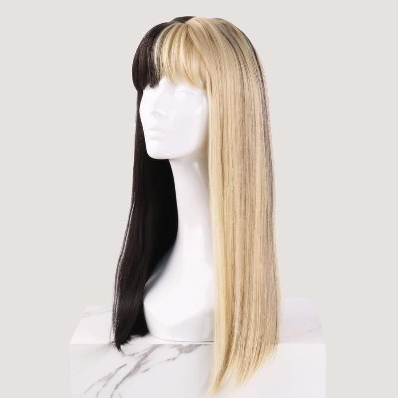 Appearanz Half Moon | Half Black And Half Blonde Synthetic Wig With Bangs