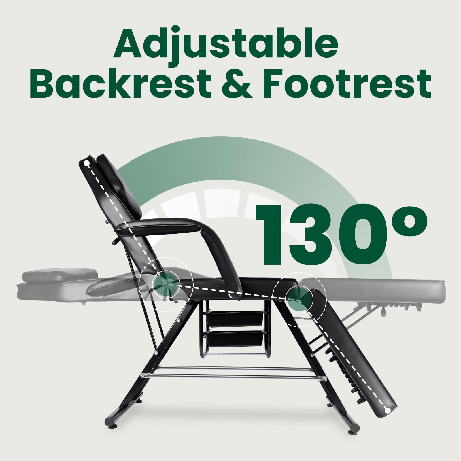 NinthAvenue Basics Tattoo Chair, 881 LBS Load-Bearing Face Chair, 360 Hydraulic Chair with 2 Layers of Drawers for Esthetician Beauty Spa Tattoo Eyelash Equipment Black