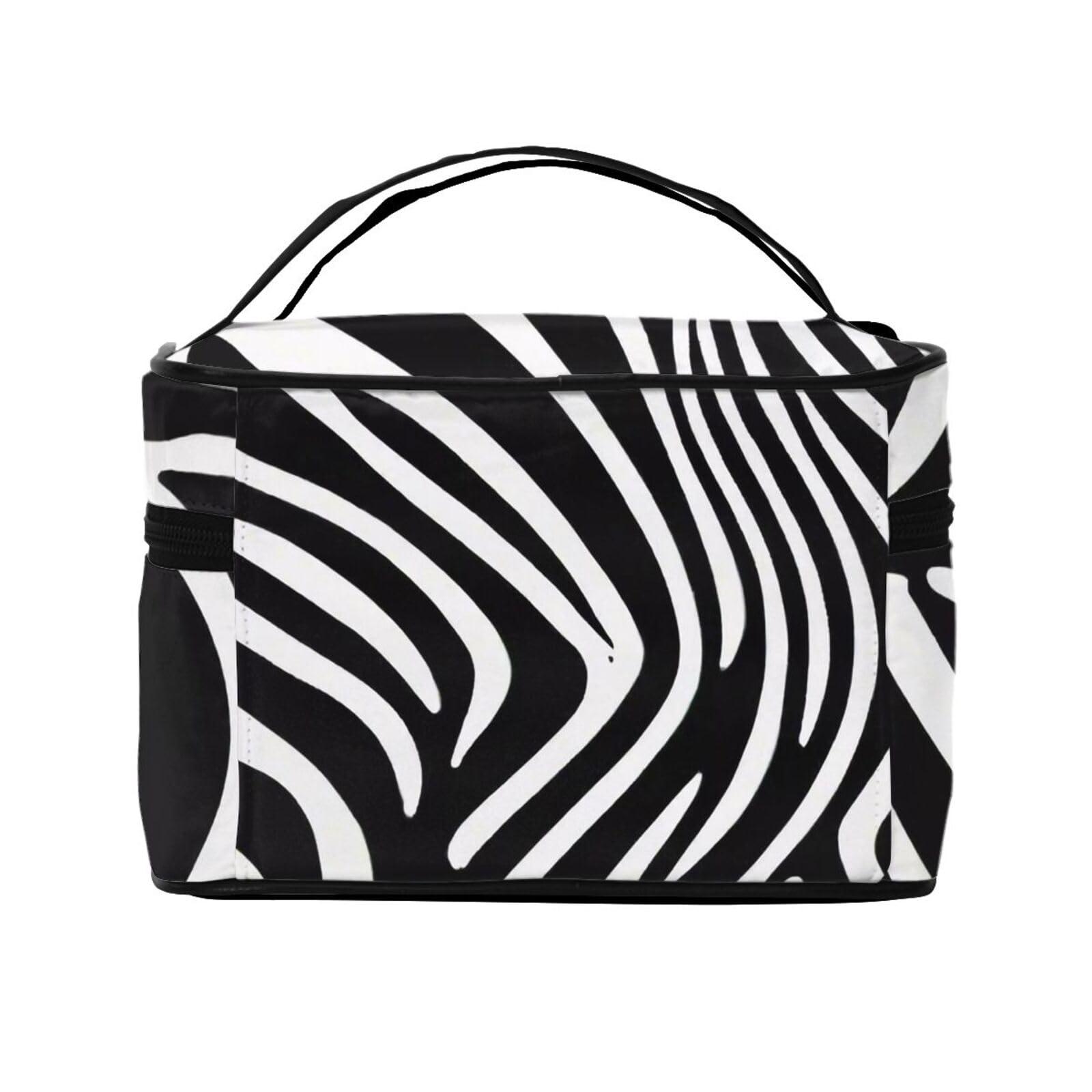 QASDFGHR QASDFGHR Small Striking Zebra Print Makeup Bag,Travel Cosmetic Bag with Zipper for Women Square Make Up Bags Organizer