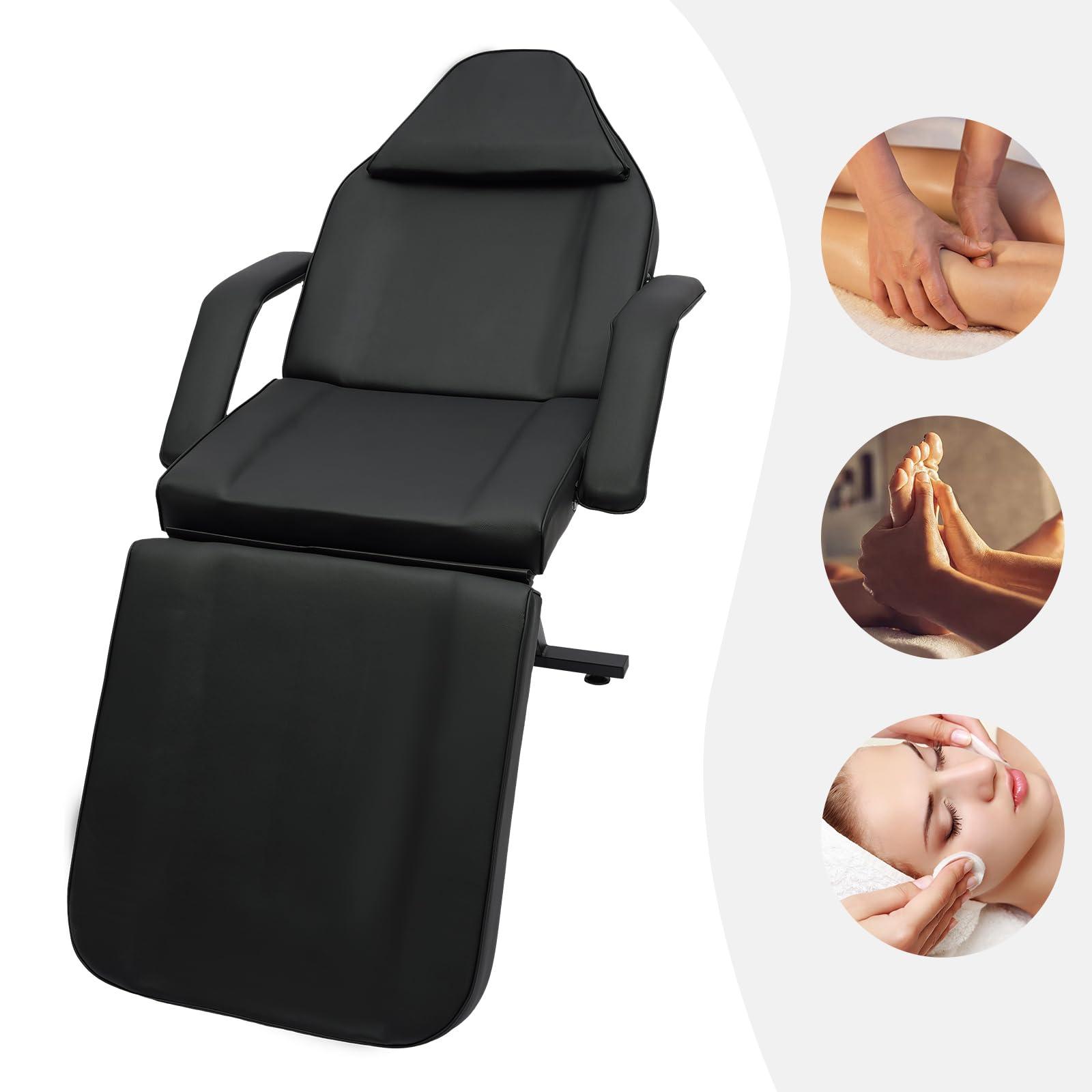 ZAWAYINE Artist Hand Tattoo Chair Salon Chair for Client with Tray Facial Bed Lash Bed for Eyelash Extensions Massage Table Bearing Capacity 441Lbs (Black)