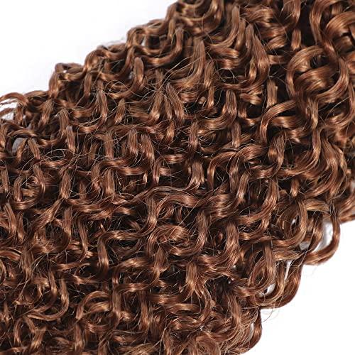 ZevPiul Brown Human Hair Bundles Color #30 Curly Human Hair Bundles 18 20 22 Inch 8A Brazilian Virgin Light Brown Curly Bundle Human Hair Weave Double Weft Color #30 Bundles Human Hair Weave