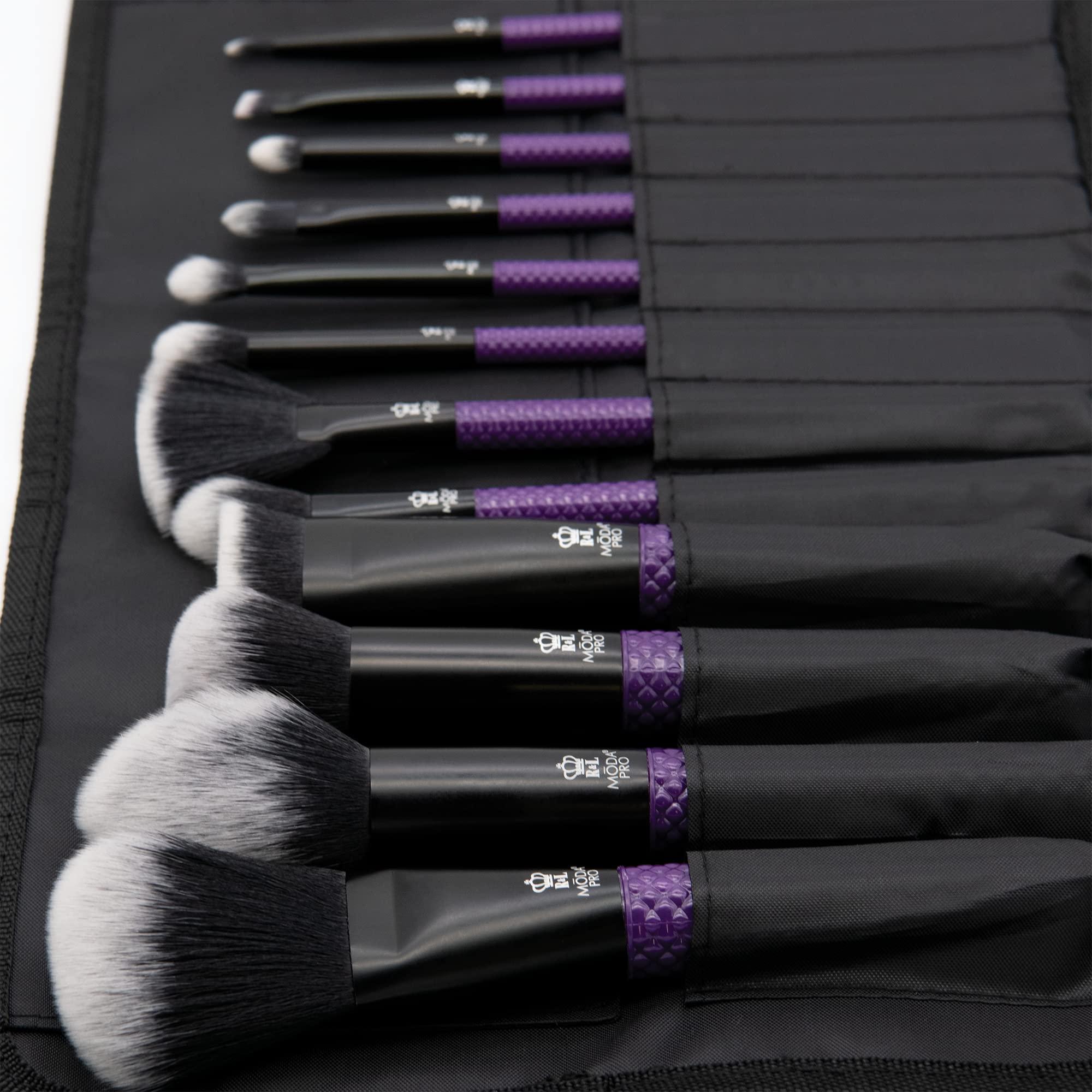 MODA MODA Pro Full Face 13PC Makeup Brush Set with Travel Pouch (Purple)